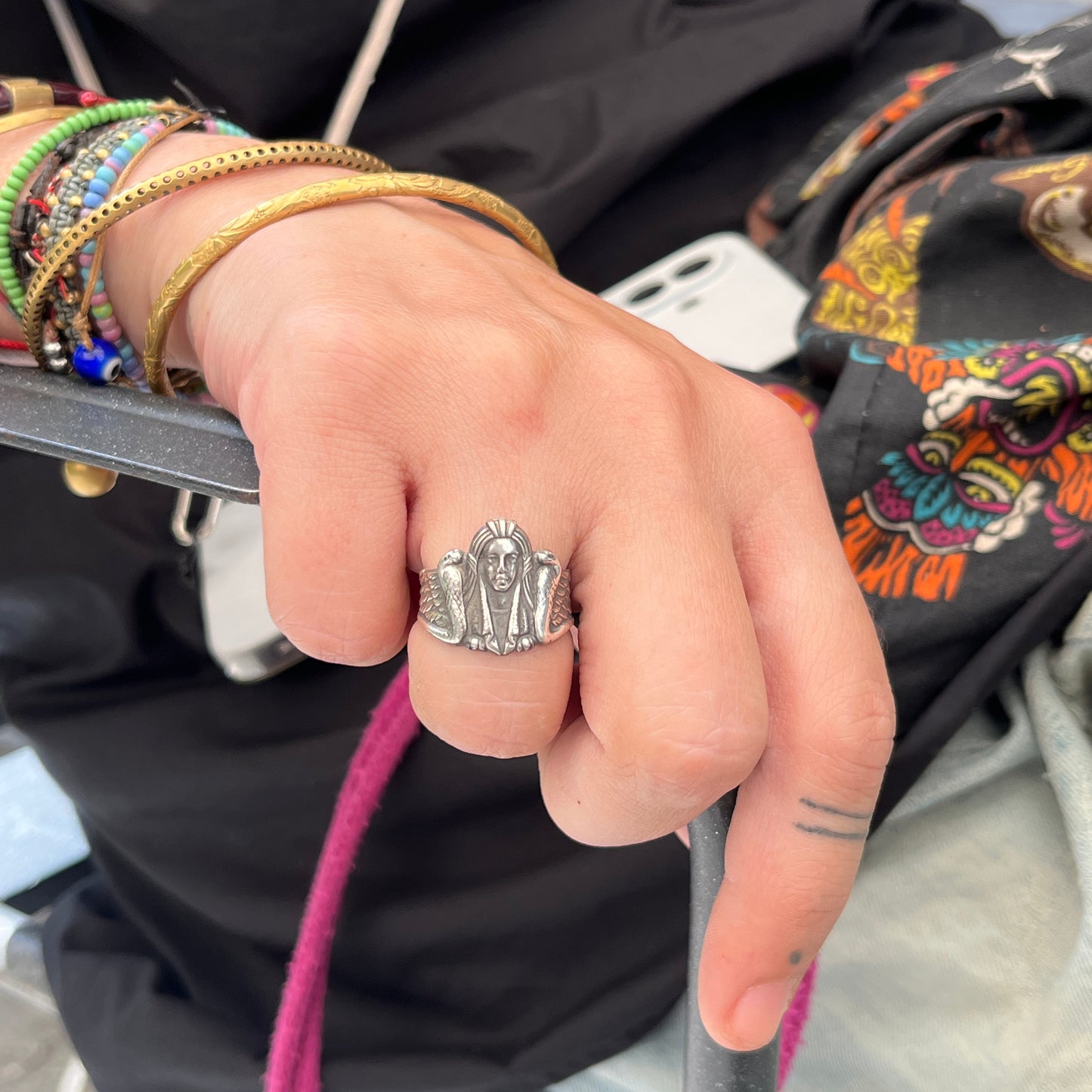 Anello Artigianale CLEOPATRA Mod. SPILLA Realizzato con Antica spilla in Argento (Prima Metà del ’900)