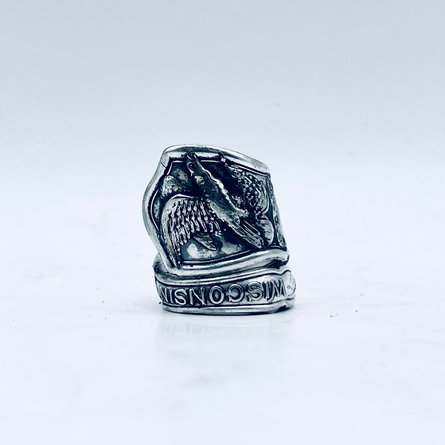 Anello Artigianale Mod. CLASSICO/SPIRALE  WISCONSIN Realizzato con Antica posata in Argento (Prima Metà del ’900)