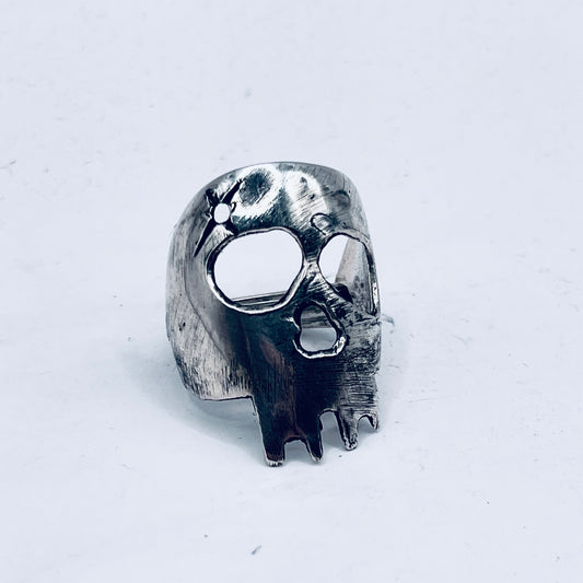 Anello Artigianale Mod. TESCHIO PALETTA  Realizzato con Antica posata in Argento (Prima Metà del ’900)