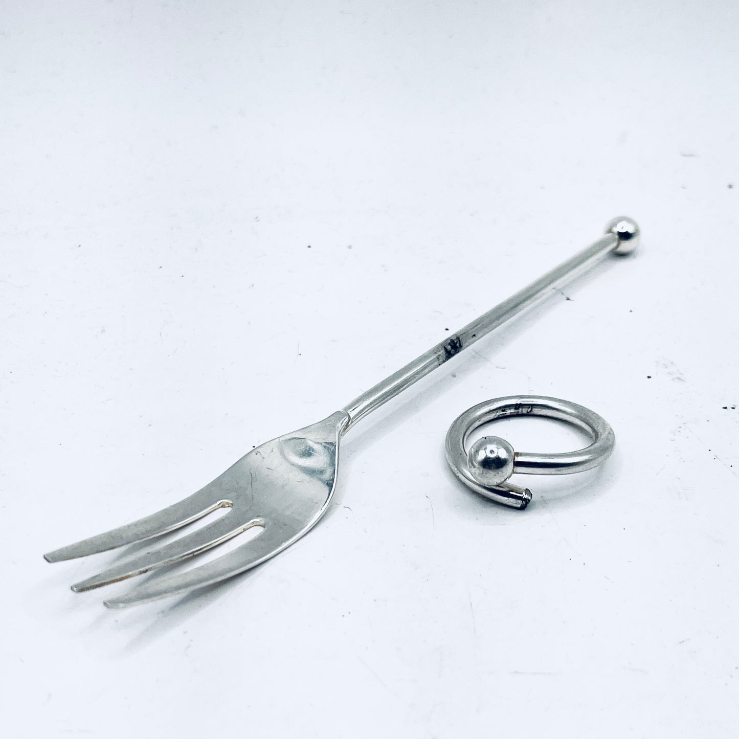 Anello Artigianale PALLINE Mod. CLASSICO  Realizzato con Antica posata in Argento (Prima Metà del ’900)