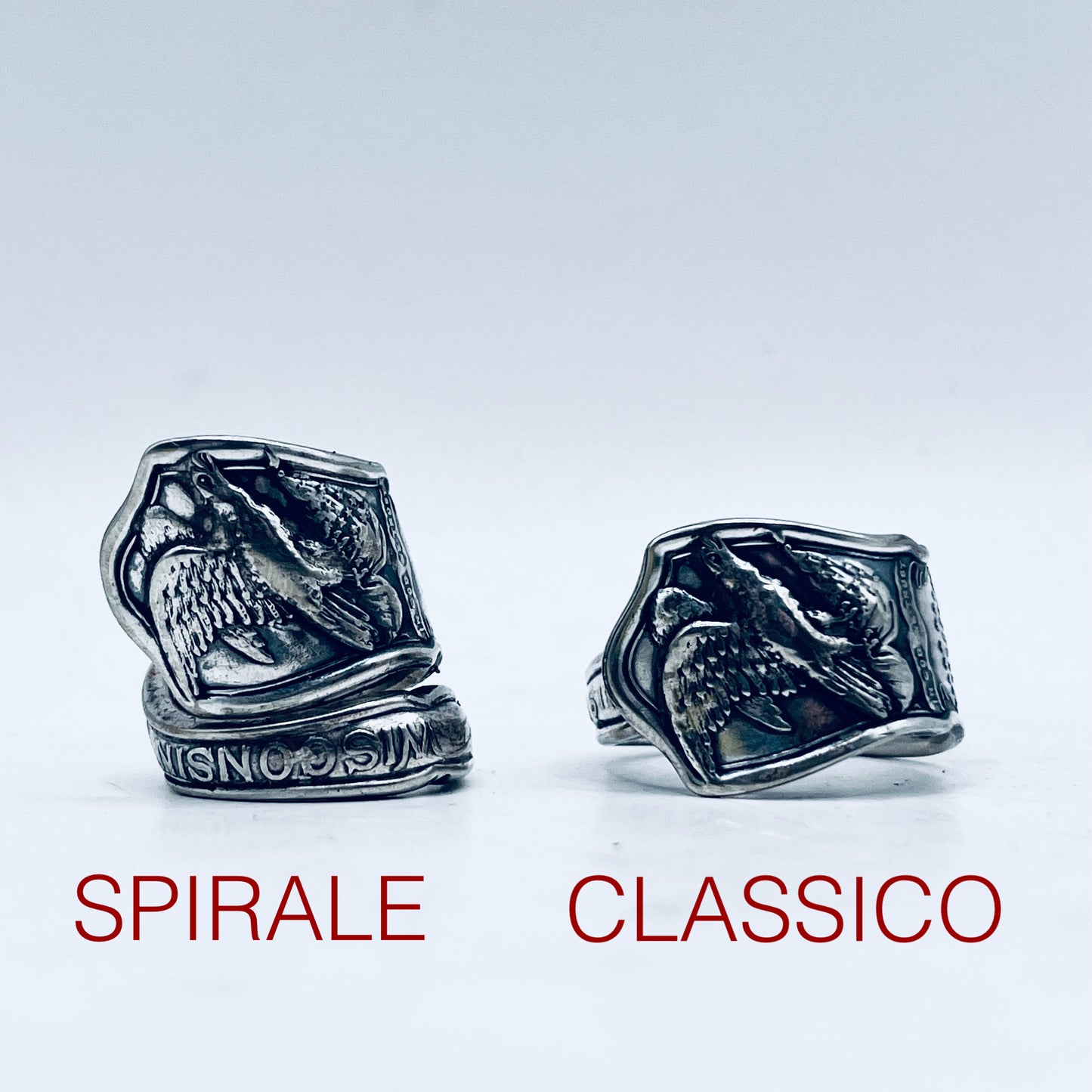 Anello Artigianale Mod. CLASSICO/SPIRALE  WISCONSIN Realizzato con Antica posata in Argento (Prima Metà del ’900)