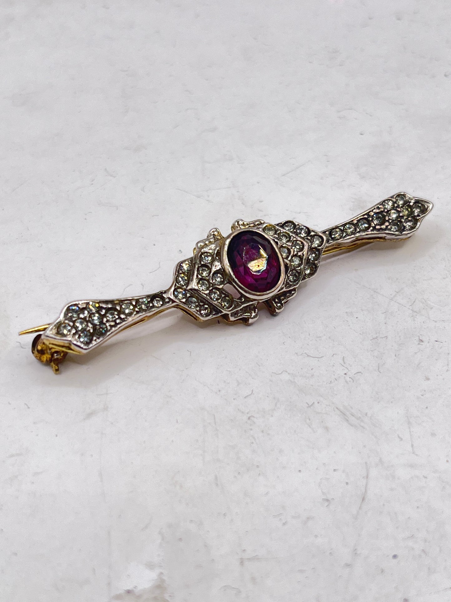 Anello Artigianale ALI Mod. SPILLA AMETISTA Realizzato con Antica spilla in Argento (Prima Metà del ’900)