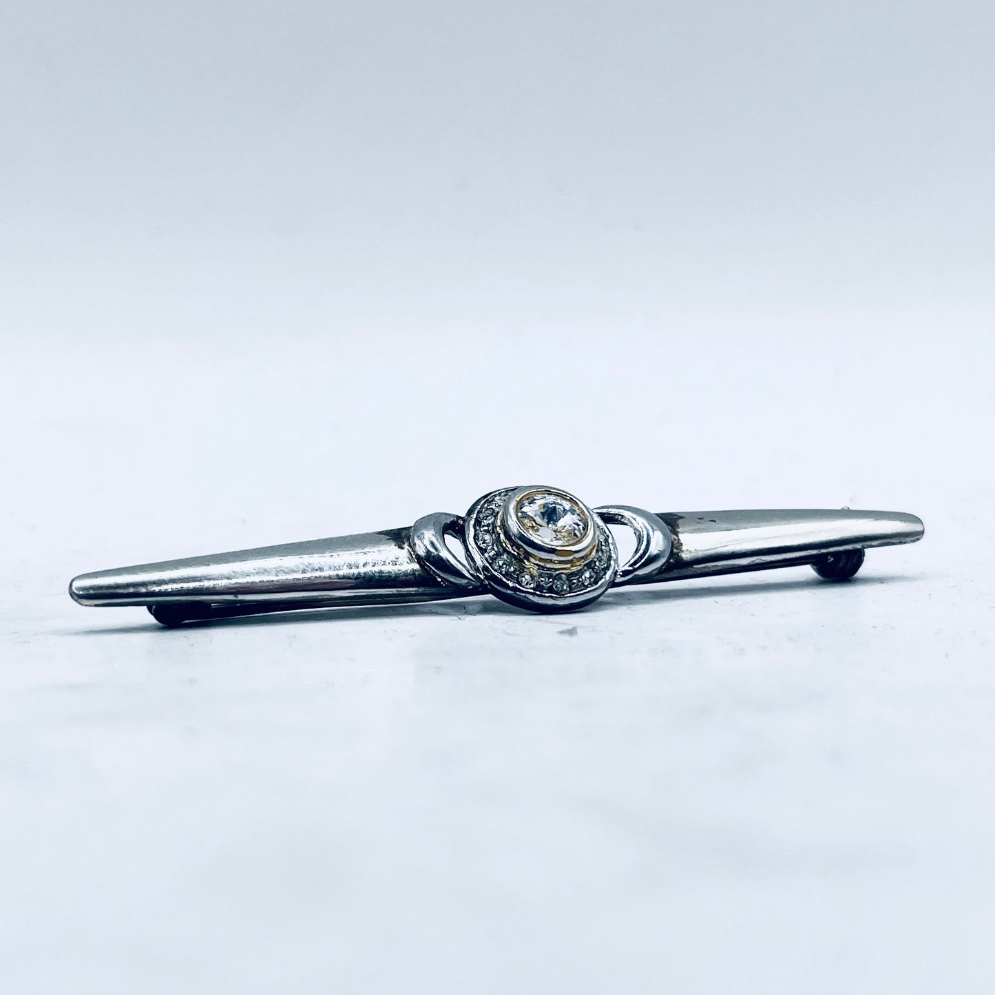 Anello Artigianale SPILLA ZIRCONI Mod. SPILLA Realizzato con Antica spilla in Argento (Prima Metà del ’900)