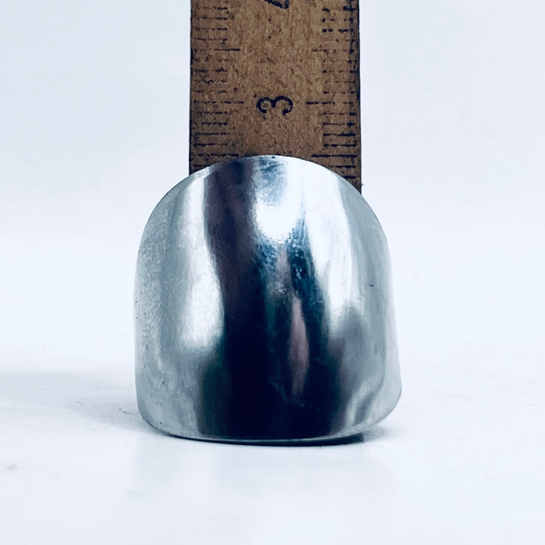 Anello Artigianale Mod. INTERO MANICO SOTTO  Realizzato con intero Cucchiaino in ACCIAIO