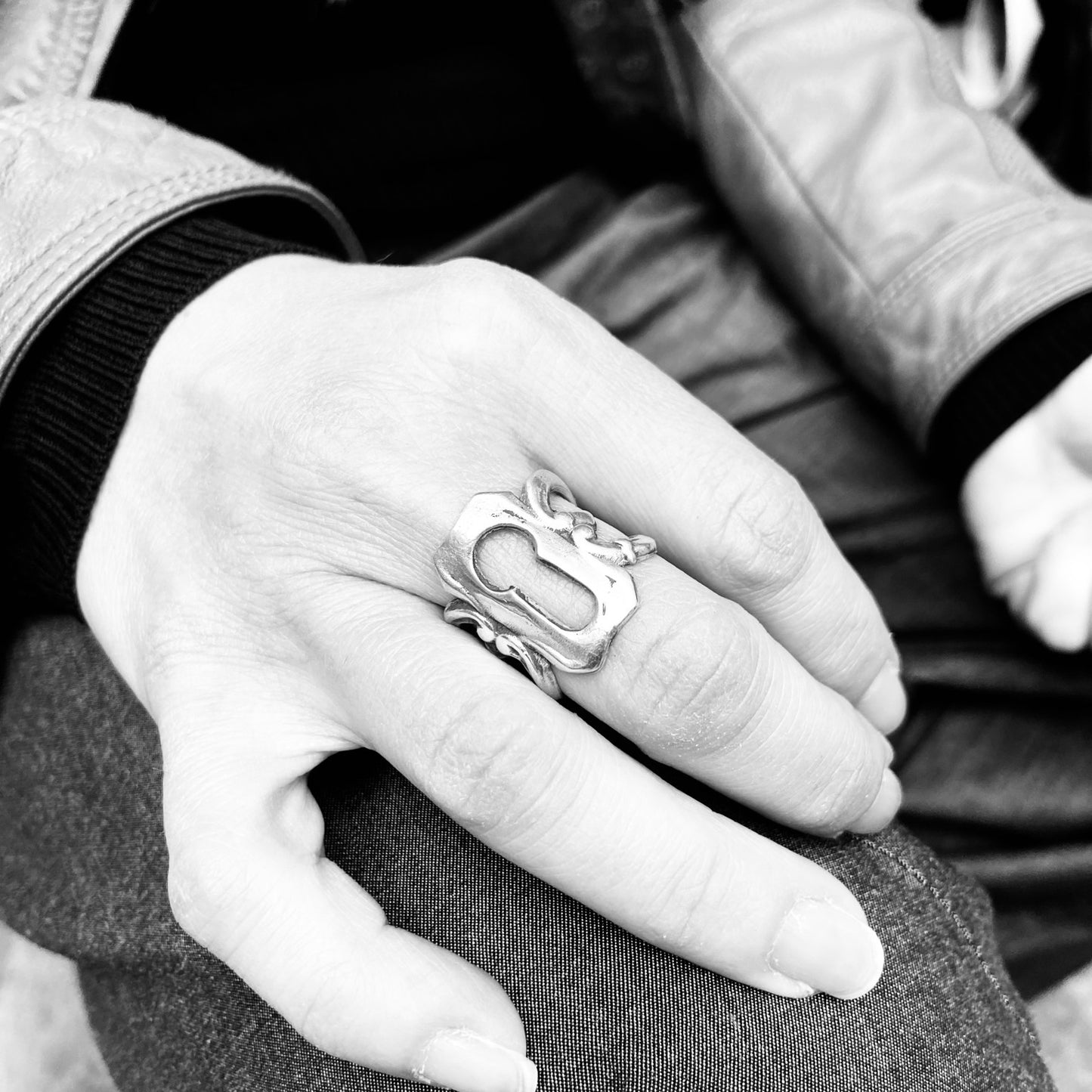 Anello Artigianale “SERRATURA RETTANGOLO” Realizzato con serratura in Argento (Prima Metà del ’900)
