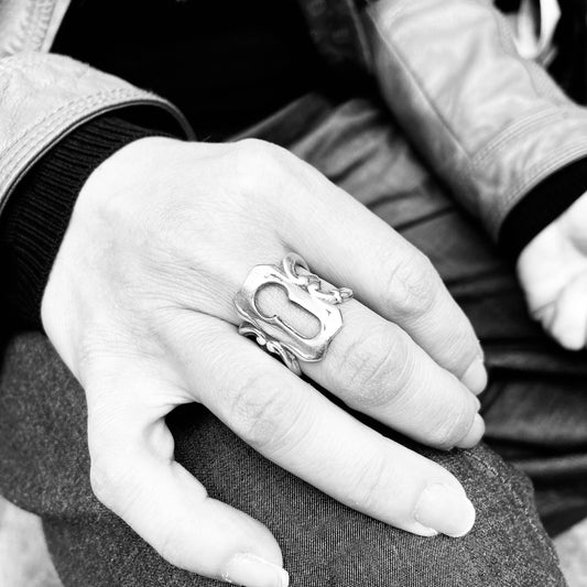 Anello Artigianale “SERRATURA RETTANGOLO” Realizzato con serratura in Argento (Prima Metà del ’900)