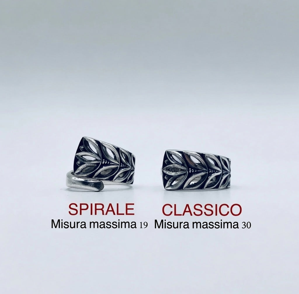 Anello Artigianale SPIGA DI LOTO Mod. SPIRALE/CLASSICO  Realizzato con Antica posata in Argento (Prima Metà del ’900)