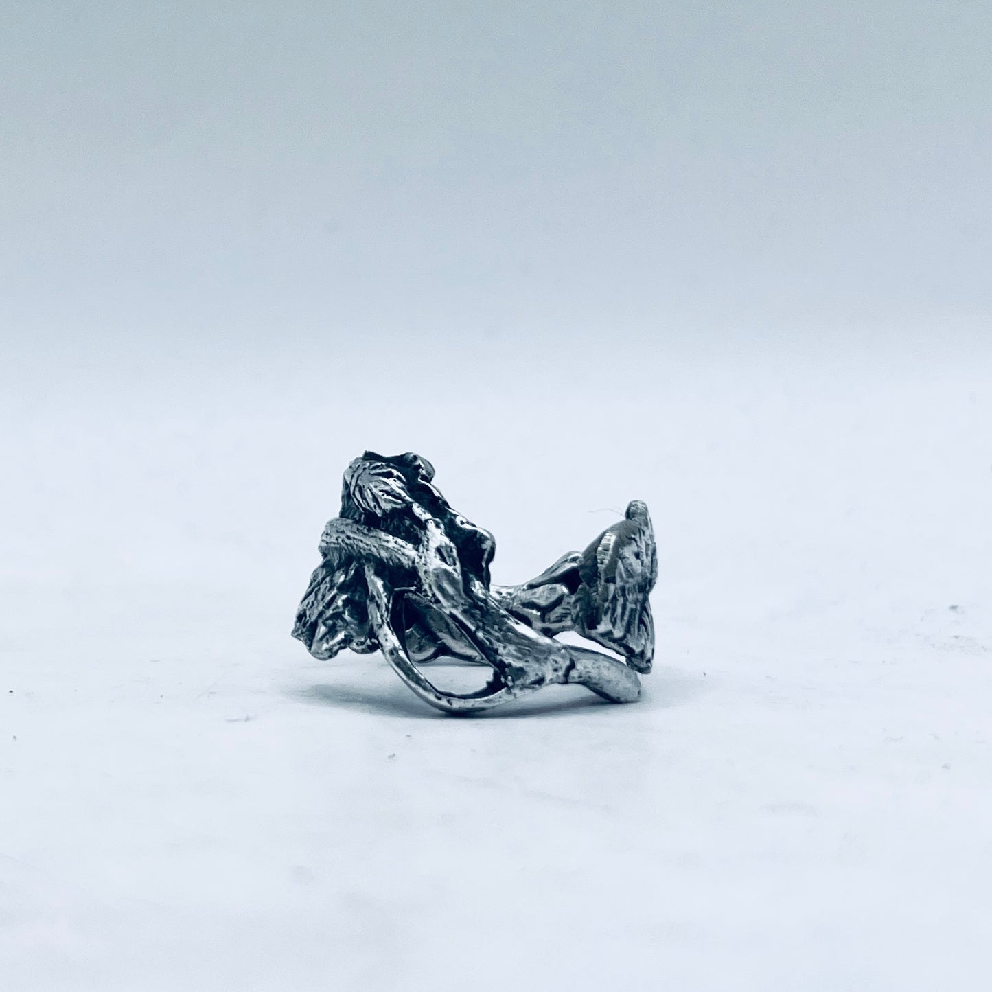 Anello Artigianale + Pendente (omaggio) FOGLIE Mod. CLASSICO  Realizzato con Antica posata in Argento (Prima Metà del ’900)