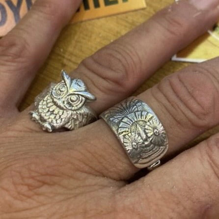 Anello Artigianale GUFO Mod. CLASSICO/SPIRALE  Realizzato con Antica posata in Argento (Prima Metà del ’900)