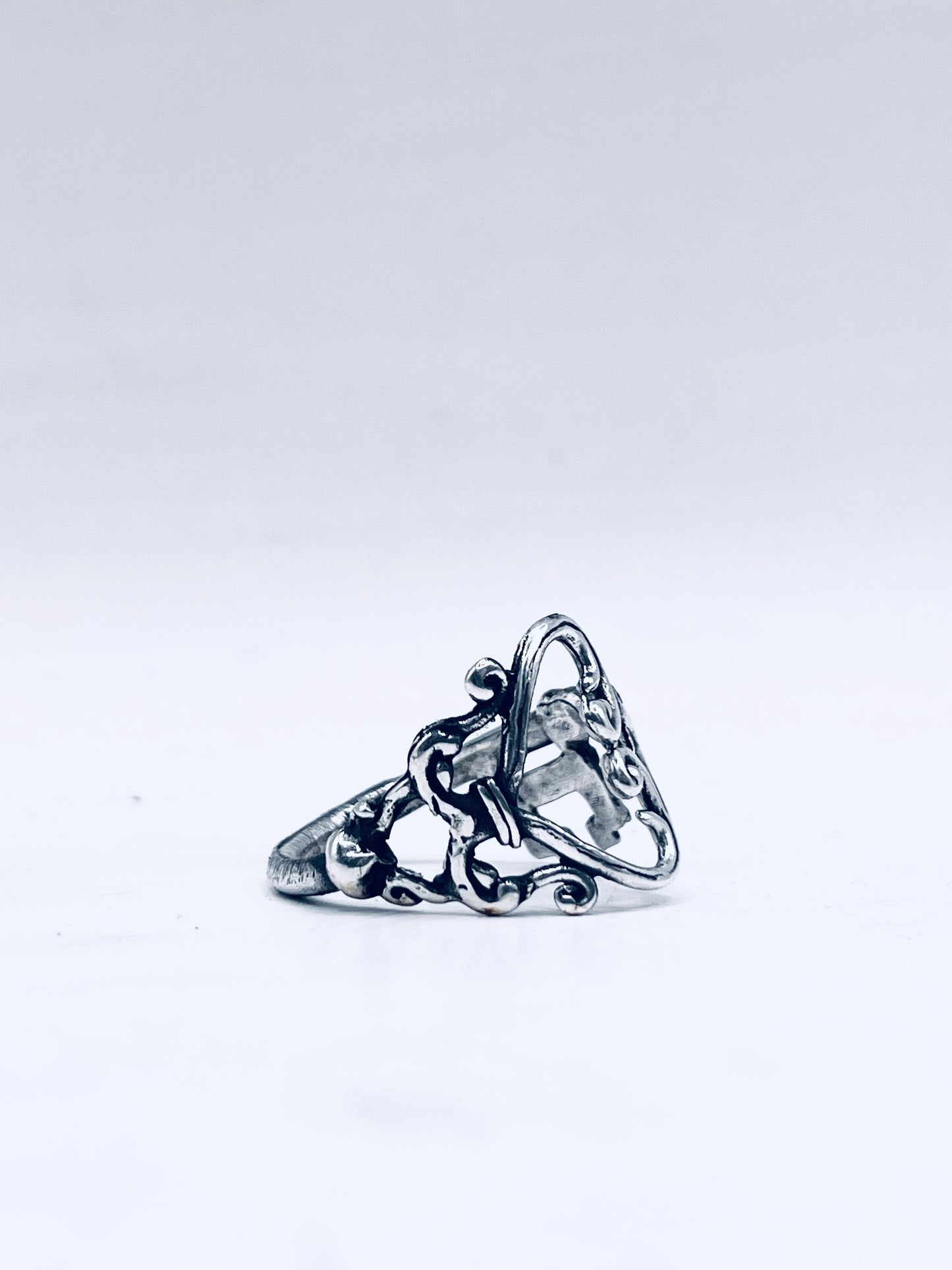 Anello Artigianale “CHIAVE CUORE ARGENTO 925” Realizzato con Antica Chiave in Argento