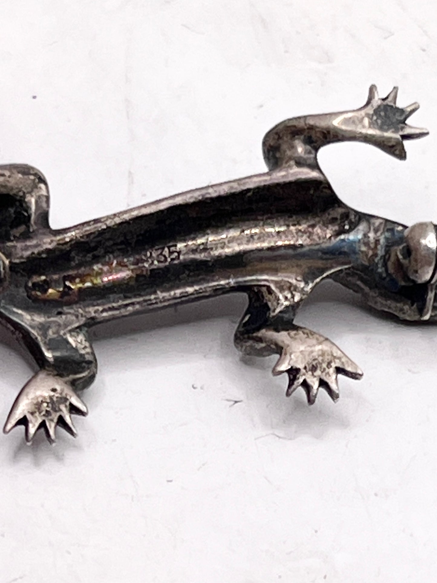 Anello Artigianale SPILLA GECKO Mod. SPILLA CON MARCASSITI Realizzato con Antica spilla in Argento (Prima Metà del ’900)