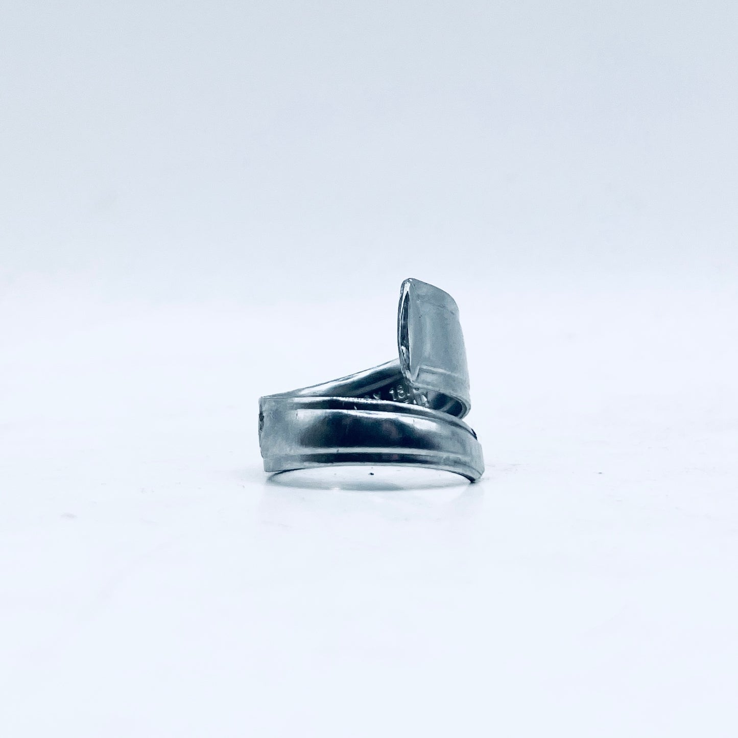 Anello Artigianale Mod. SPIRALE  Realizzato con intero Cucchiaino in ACCIAIO