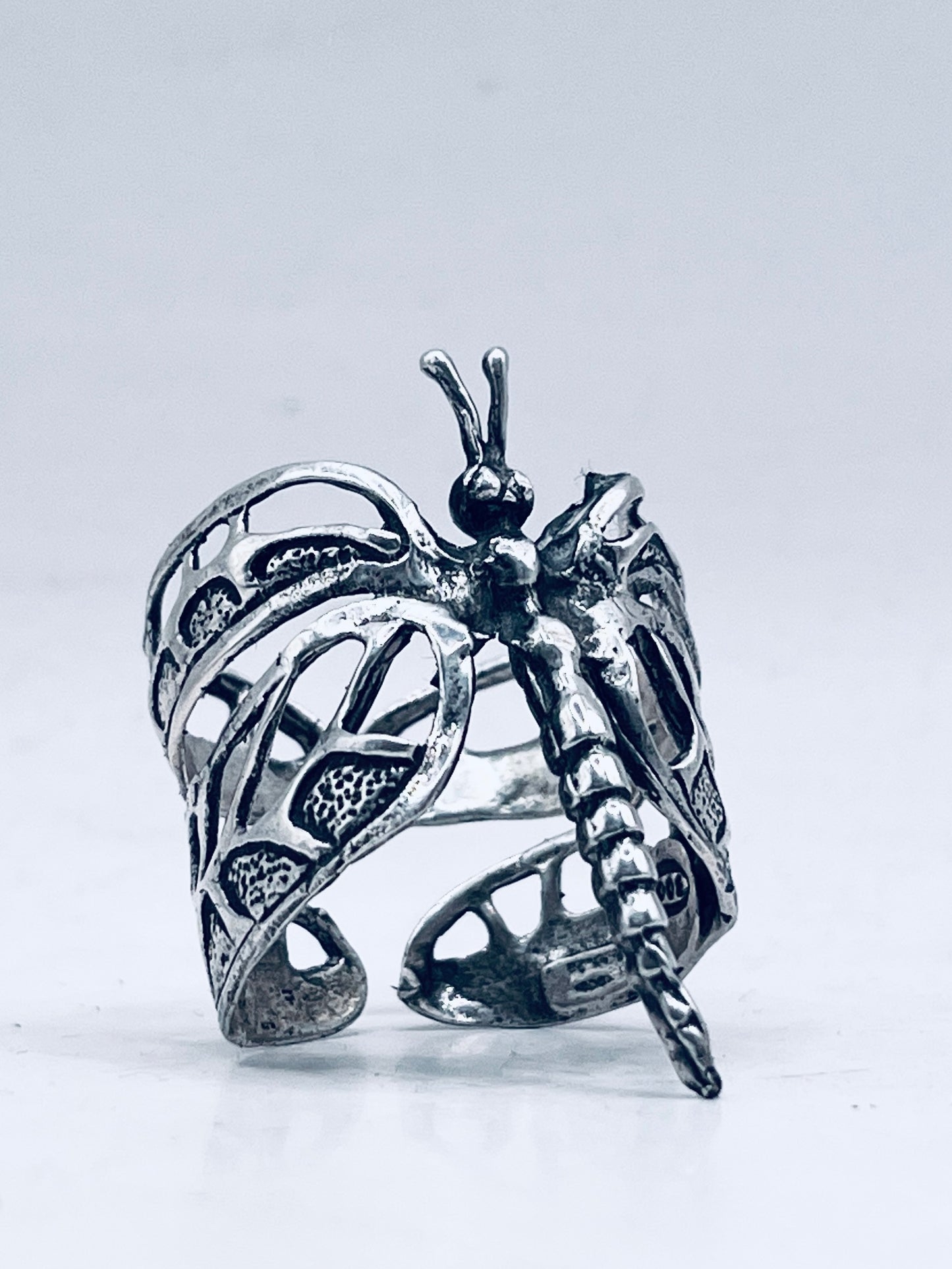 Anello Artigianale LIBELLULA Mod. SPILLA Realizzato con Antica spilla in Argento (Prima Metà del ’900)