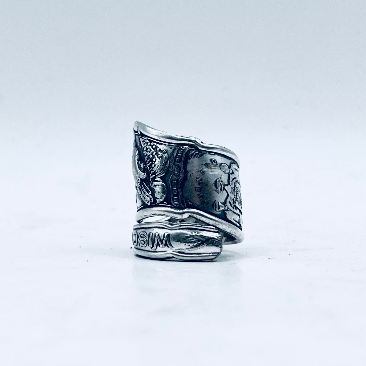 Anello Artigianale Mod. CLASSICO/SPIRALE  WISCONSIN Realizzato con Antica posata in Argento (Prima Metà del ’900)
