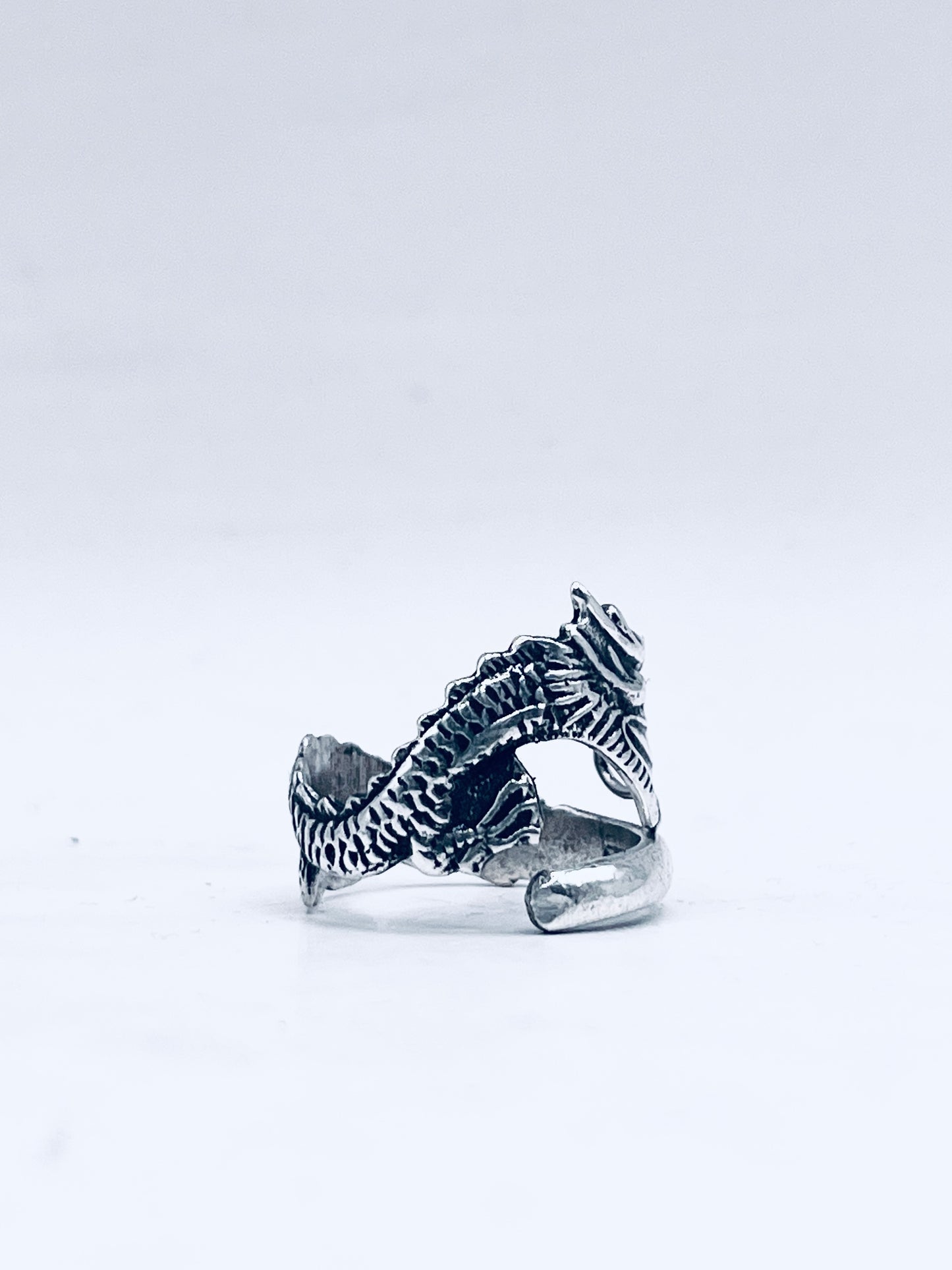Anello Artigianale DRAGONE CINESE Mod. SPIRALE  Realizzato con  Antica posata in Argento (Prima Metà del ’900)