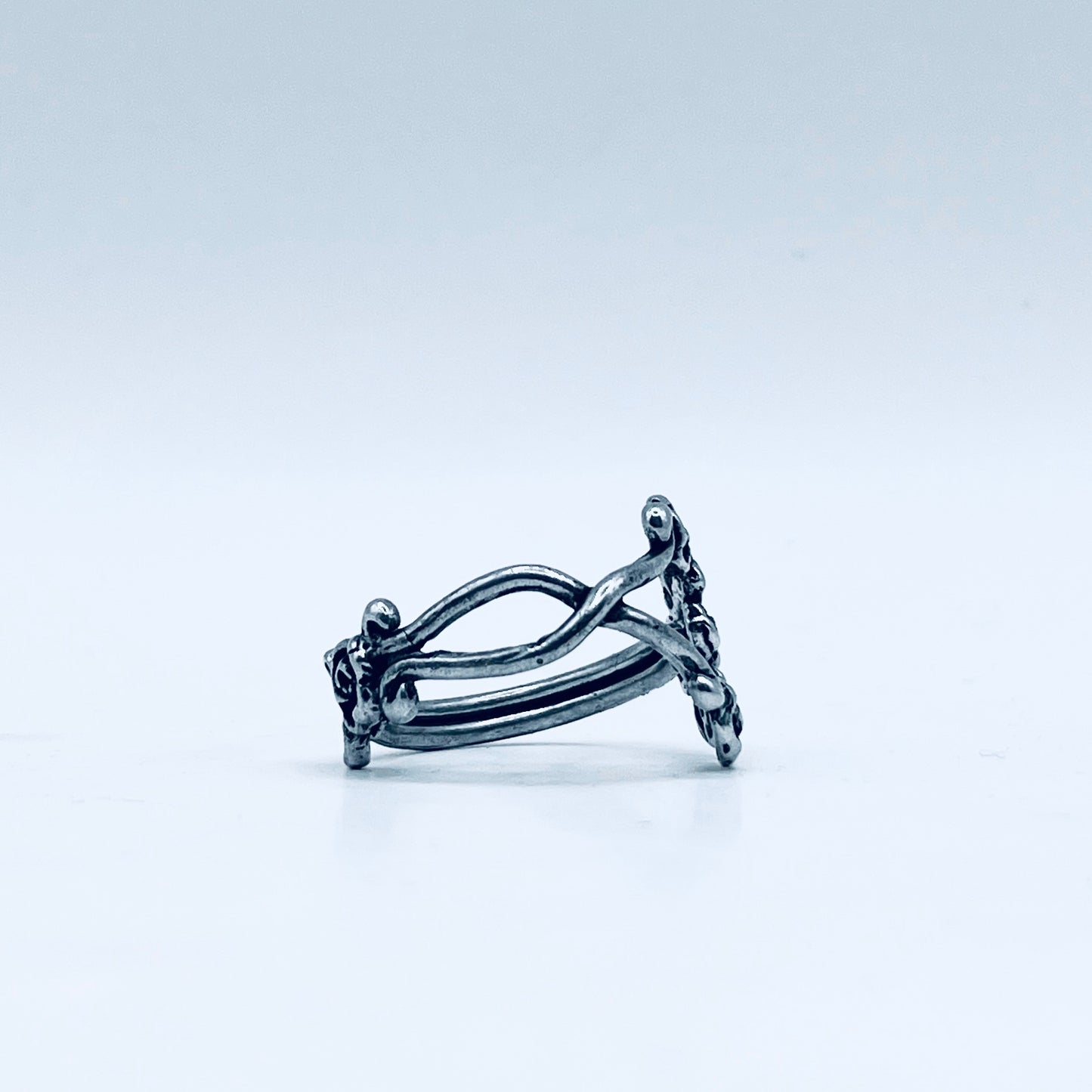 Anello Artigianale CORONA DI FIORI Mod. CLASSICO  + PENDENTE IN OMAGGIO Realizzato con intero Antico Cucchiaino in Argento 800(Prima Metà del ’900)
