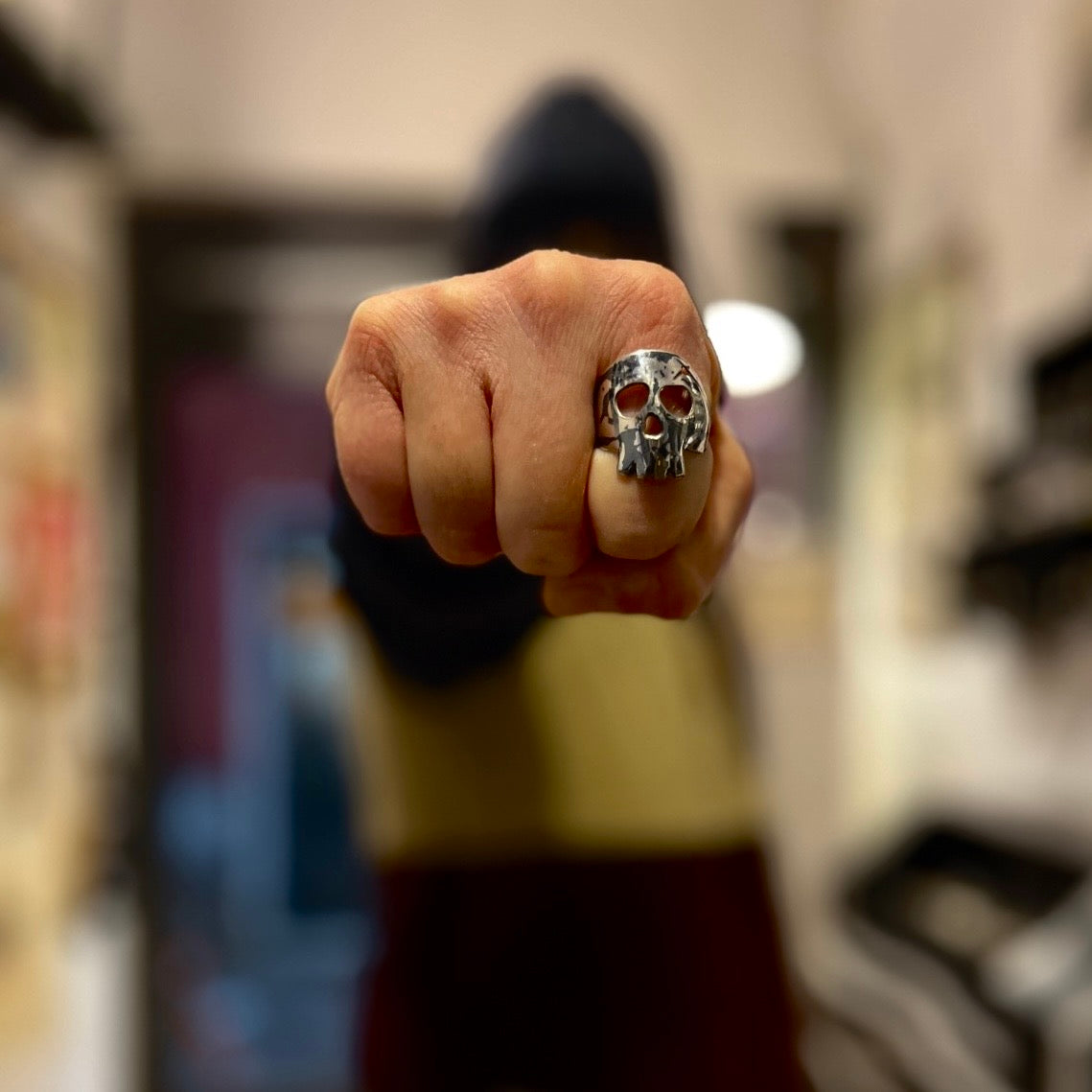 Anello Artigianale Mod. TESCHIO PALETTA  Realizzato con Antica posata in Argento (Prima Metà del ’900)