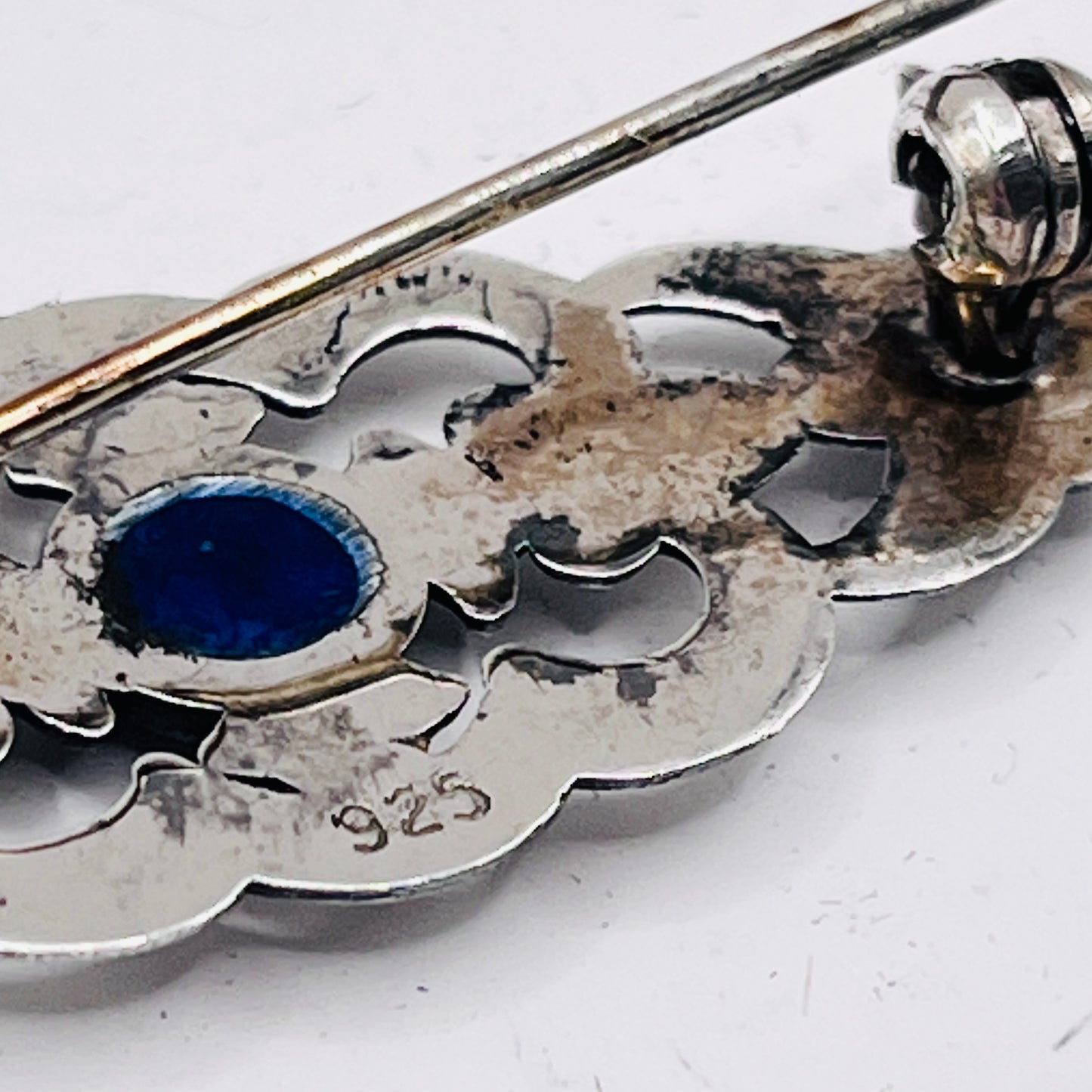 Anello Artigianale SPILLA LAPISLAZZULI Mod. SPILLA Realizzato con Antica spilla in Argento (Prima Metà del ’900)