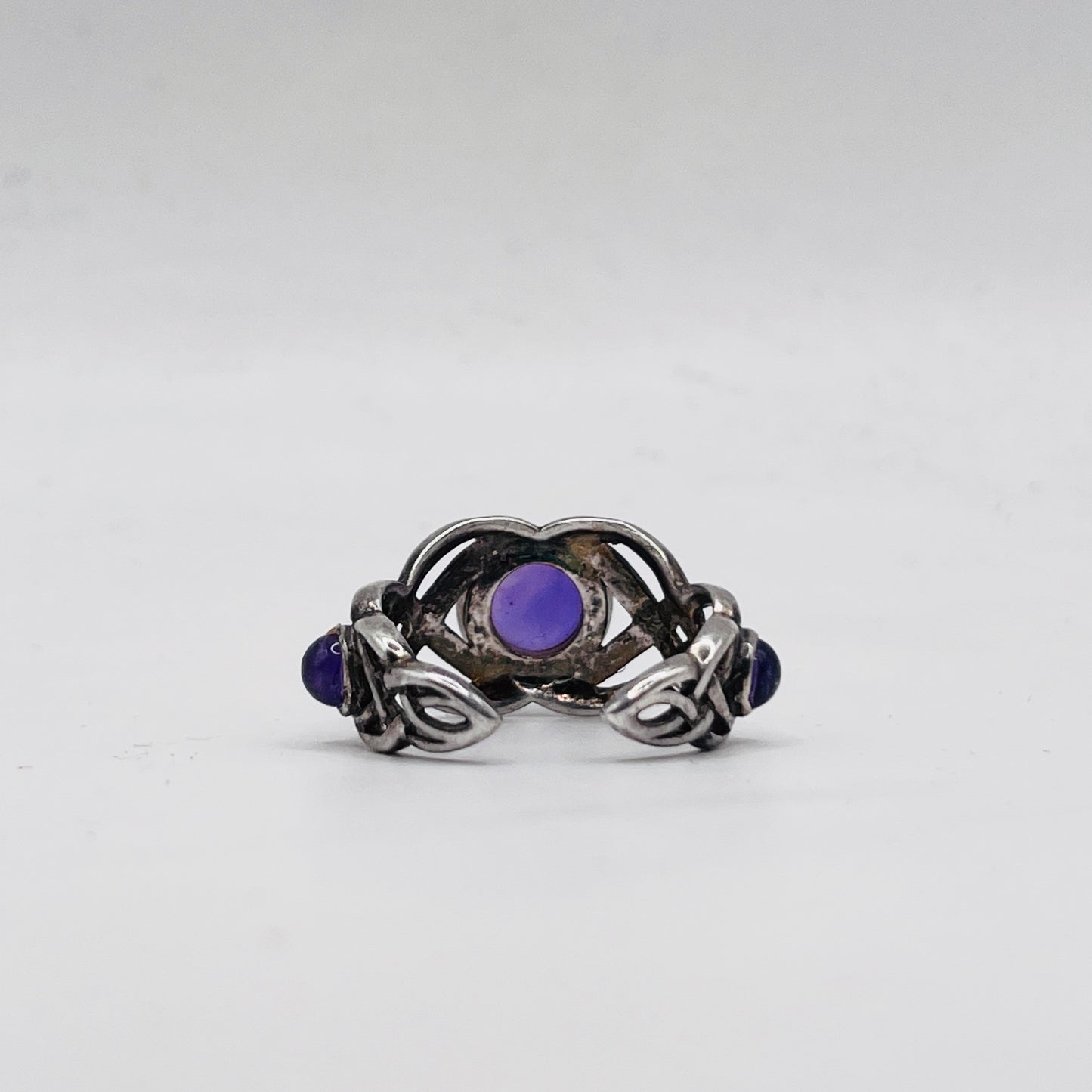 Anello Artigianale SPILLA CELTICA AMETISTA Mod. SPILLA Realizzato con Antica spilla in Argento (Prima Metà del ’900)