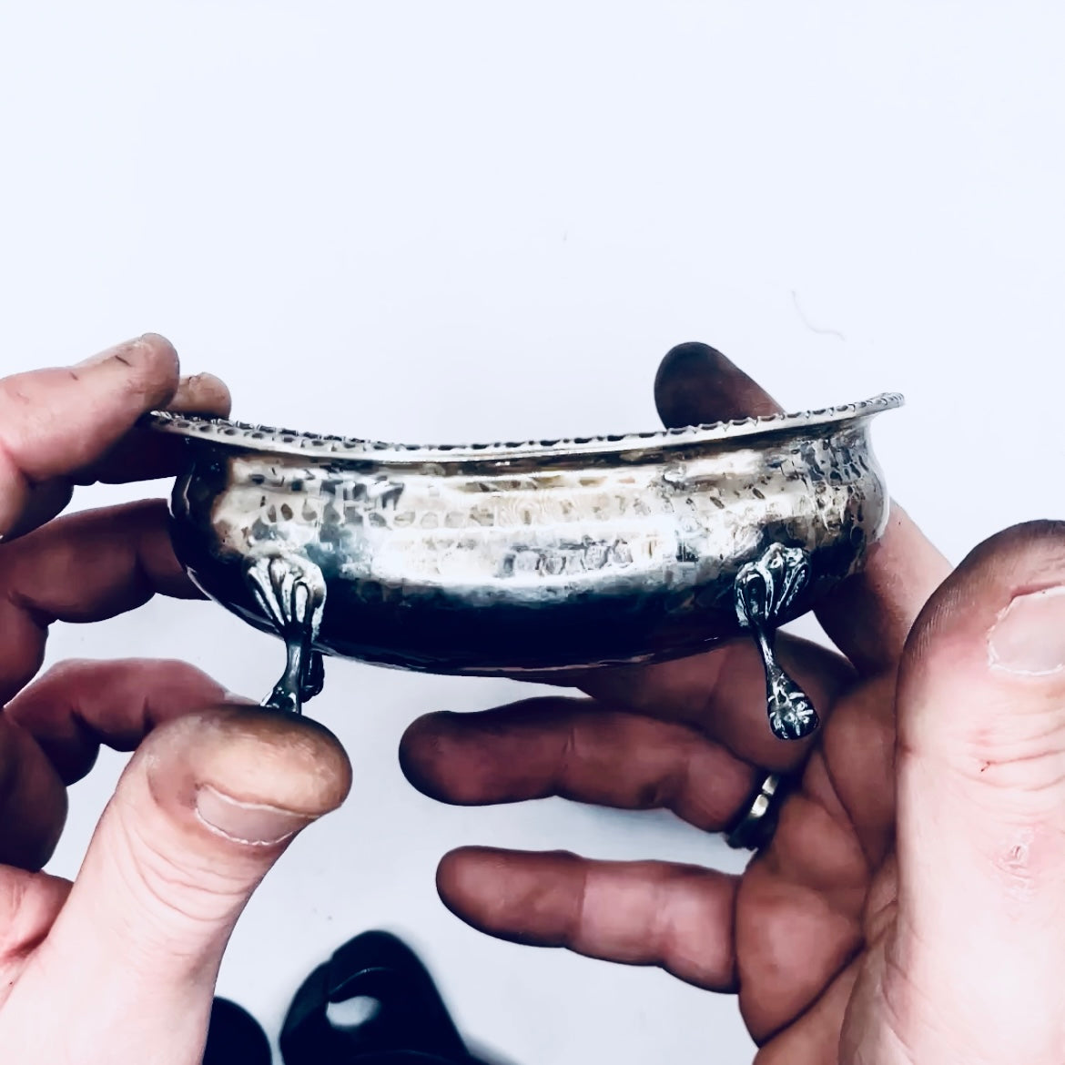 Anello Artigianale SERPENTE Realizzato con parte di Antica zuccheriera in Argento (Prima Metà del ’900)