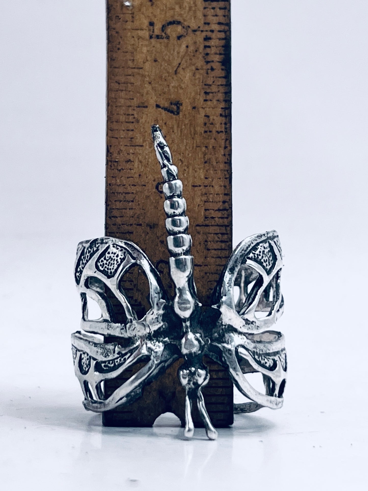 Anello Artigianale LIBELLULA Mod. SPILLA Realizzato con Antica spilla in Argento (Prima Metà del ’900)