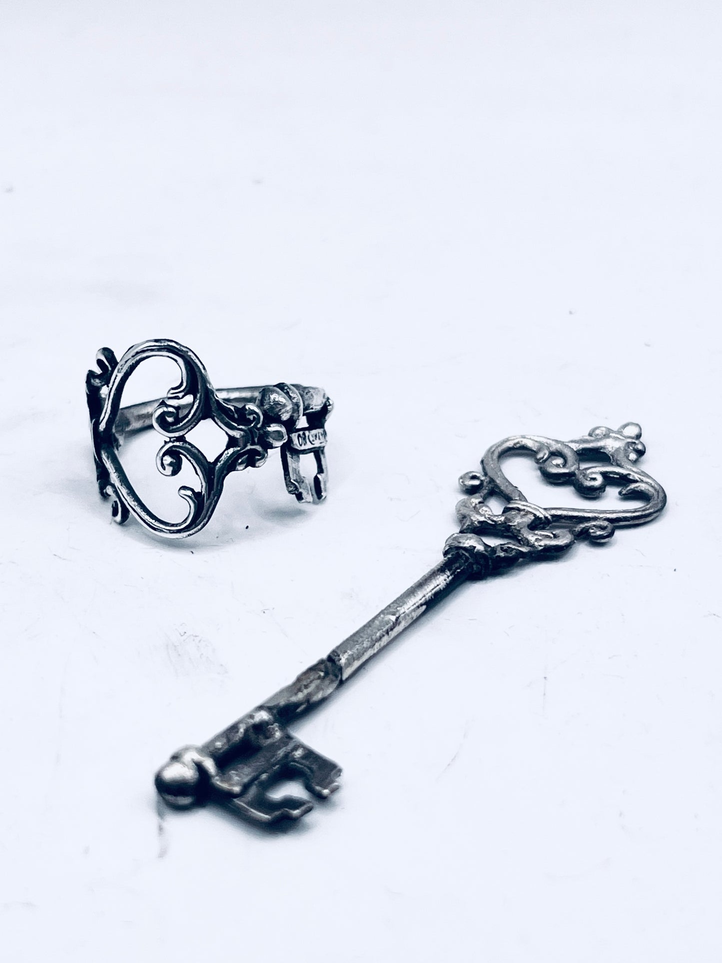Anello Artigianale “CHIAVE CUORE ARGENTO 925” Realizzato con Antica Chiave in Argento