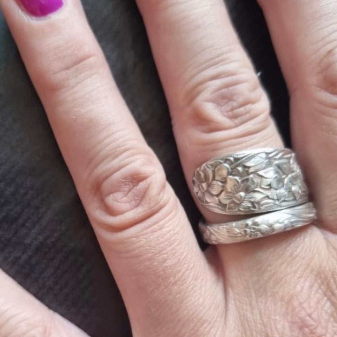 Anello Artigianale TEMPESTA DI NARCISI Mod. SPIRALE  Realizzato con Antica posata in Argento (Prima Metà del ’900)