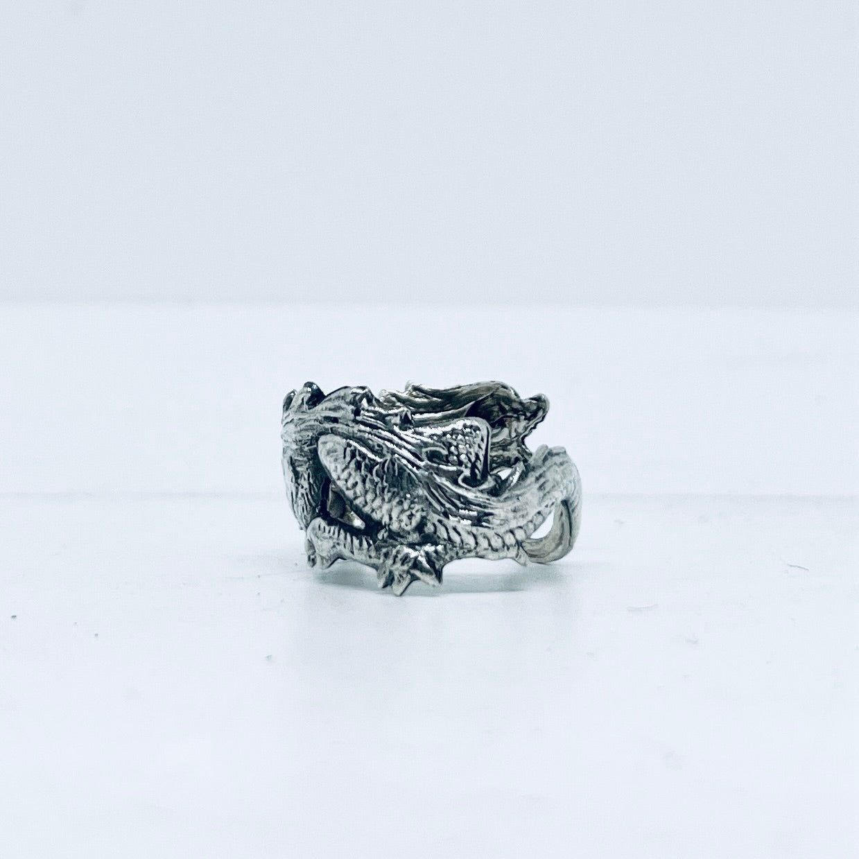 Anello Artigianale DRAGONE Mod. SPILLA Realizzato con Antica spilla in Argento (Prima Metà del ’900)