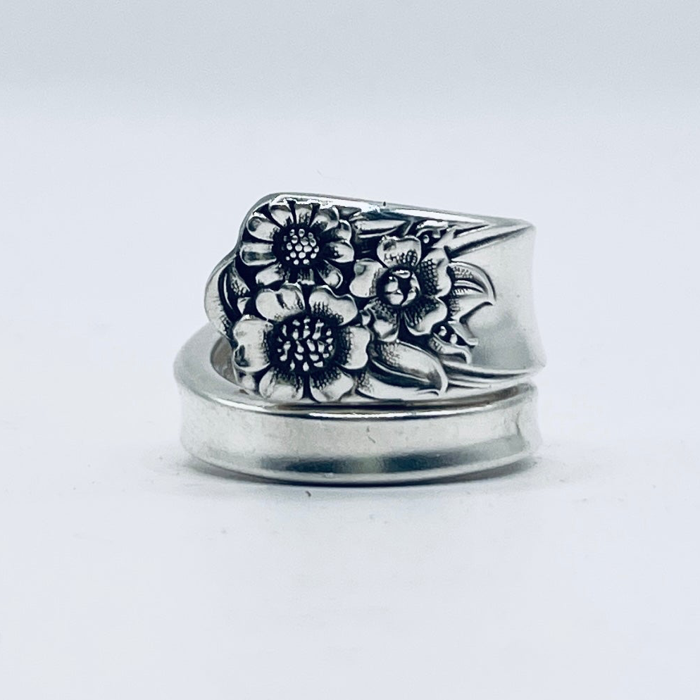 Anello Artigianale GIRASOLI Mod. CLASSICO/SPIRALE  Realizzato con Antica posata in Argento (Prima Metà del ’900)