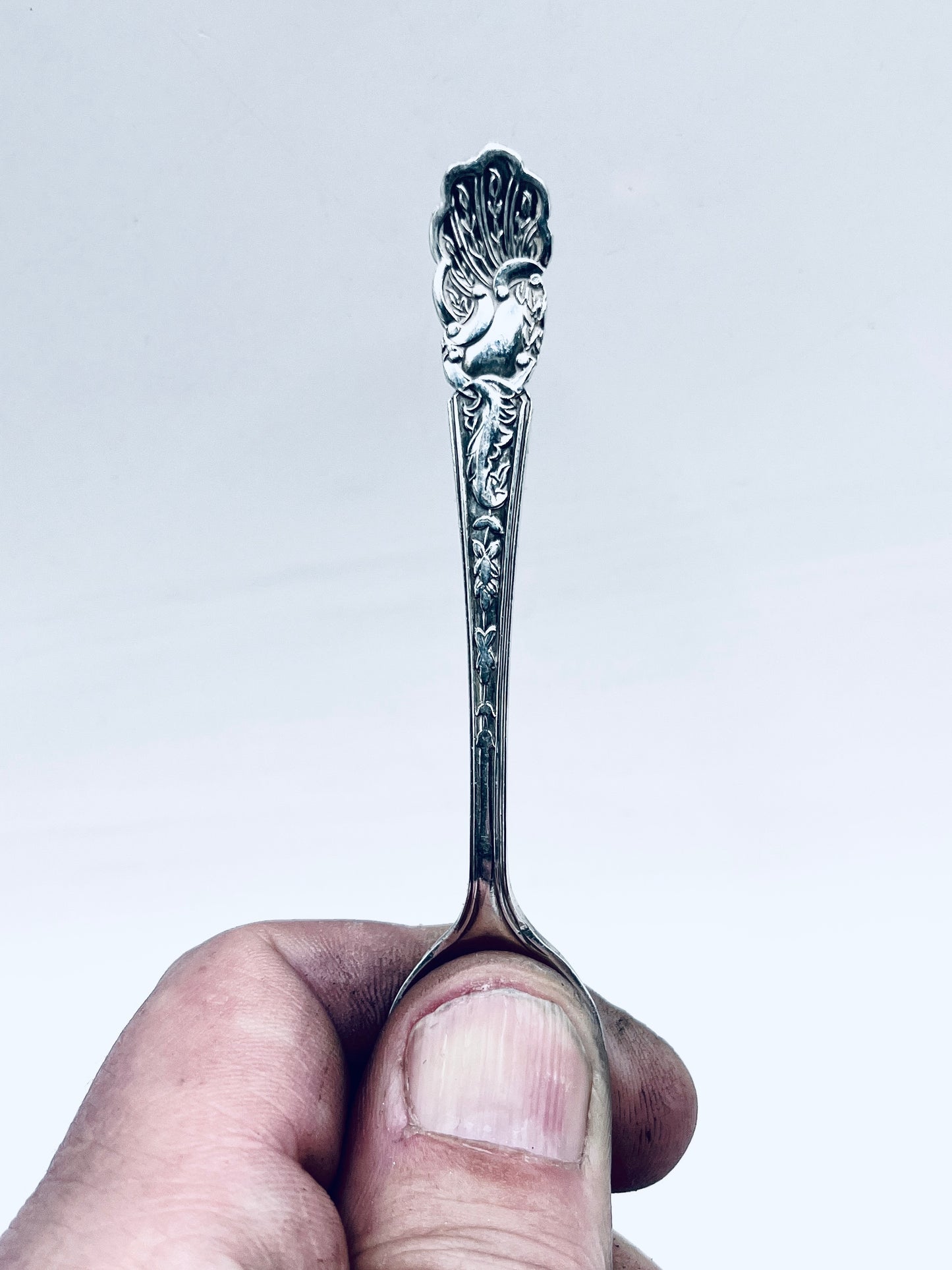 Anello Artigianale PAVONE Mod. SPIRALE/INTERO/CLASSICO  Realizzato con intero Antico Cucchiaino in Argento (Prima Metà del ’900)