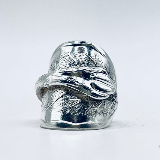 Anello Artigianale CHICCO CAFFÈ Mod. INTERO  Realizzato con intero Antico Cucchiaino in Argento (Prima Metà del ’900)