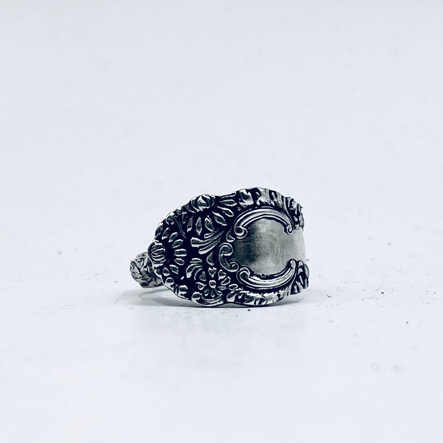 Anello Artigianale Mod. CLASSICO  FIORI SUPER Realizzato con Antica posata in Argento (Prima Metà del ’900)