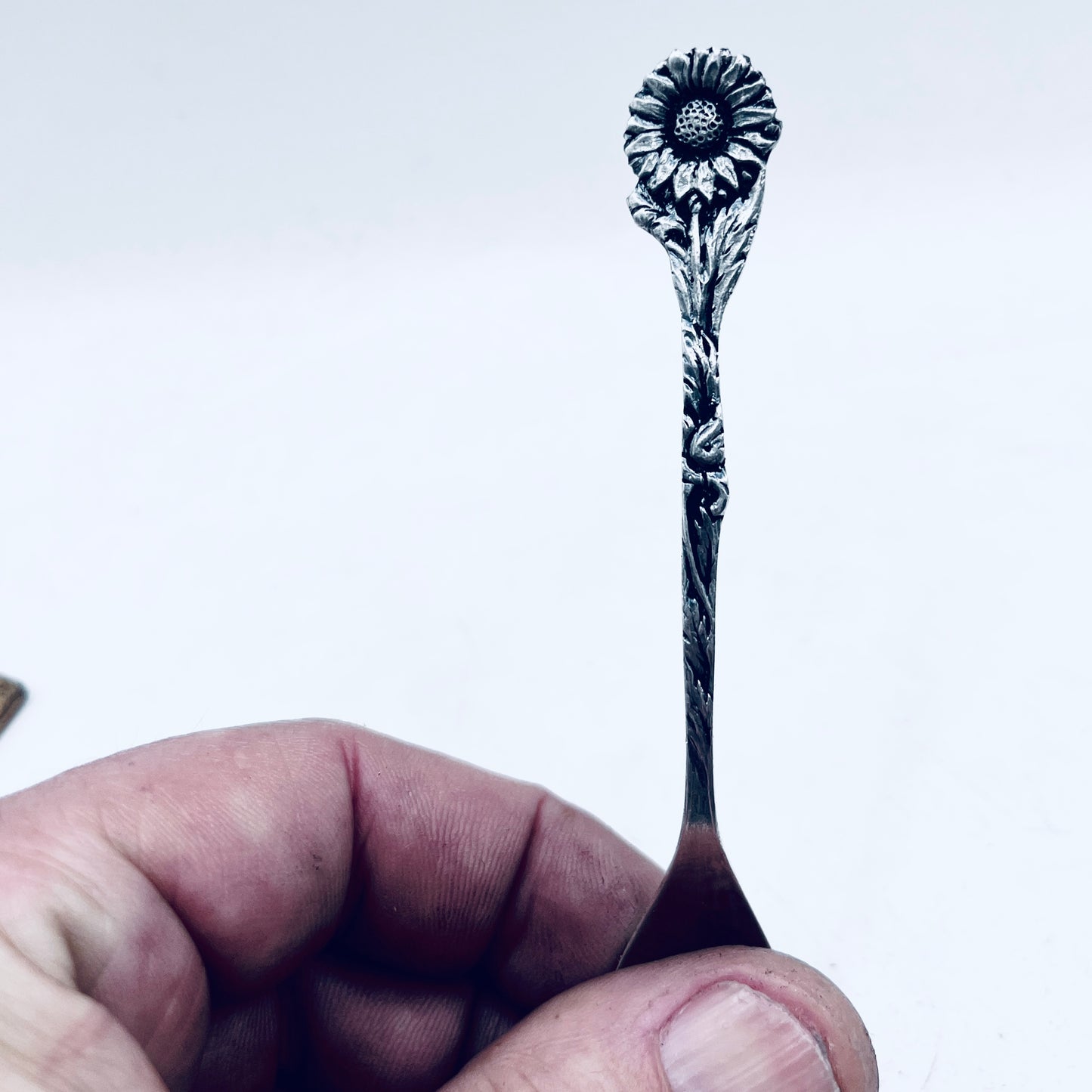 Anello Artigianale GIRASOLE Mod. SPIRALE  Realizzato con  Antica posata in Argento (Prima Metà del ’900)