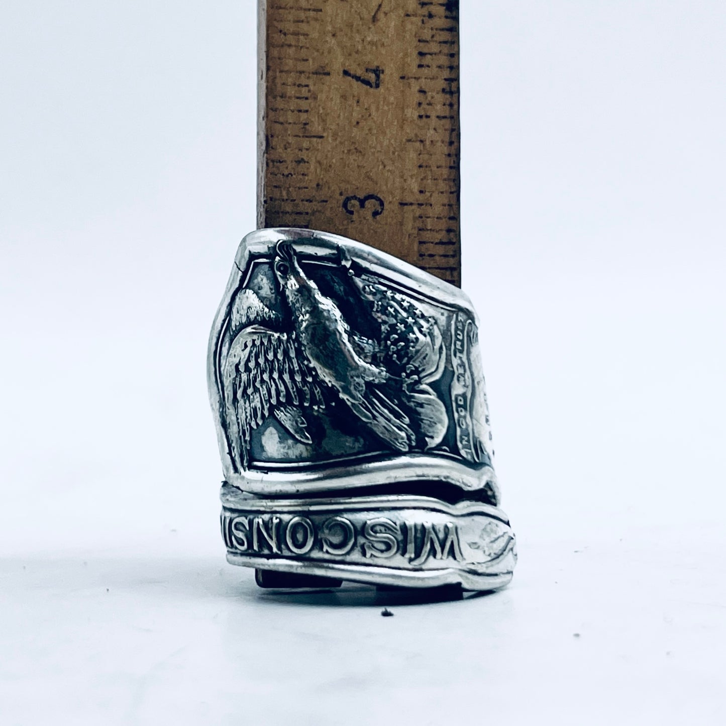 Anello Artigianale Mod. CLASSICO/SPIRALE  WISCONSIN Realizzato con Antica posata in Argento (Prima Metà del ’900)