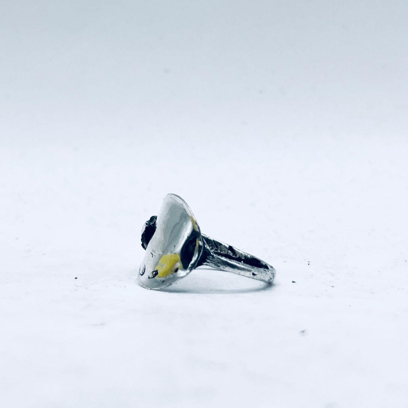 Anello Artigianale PIUMA Mod. INTERO  Realizzato con intero Antico Cucchiaino in Argento (Prima Metà del ’900)