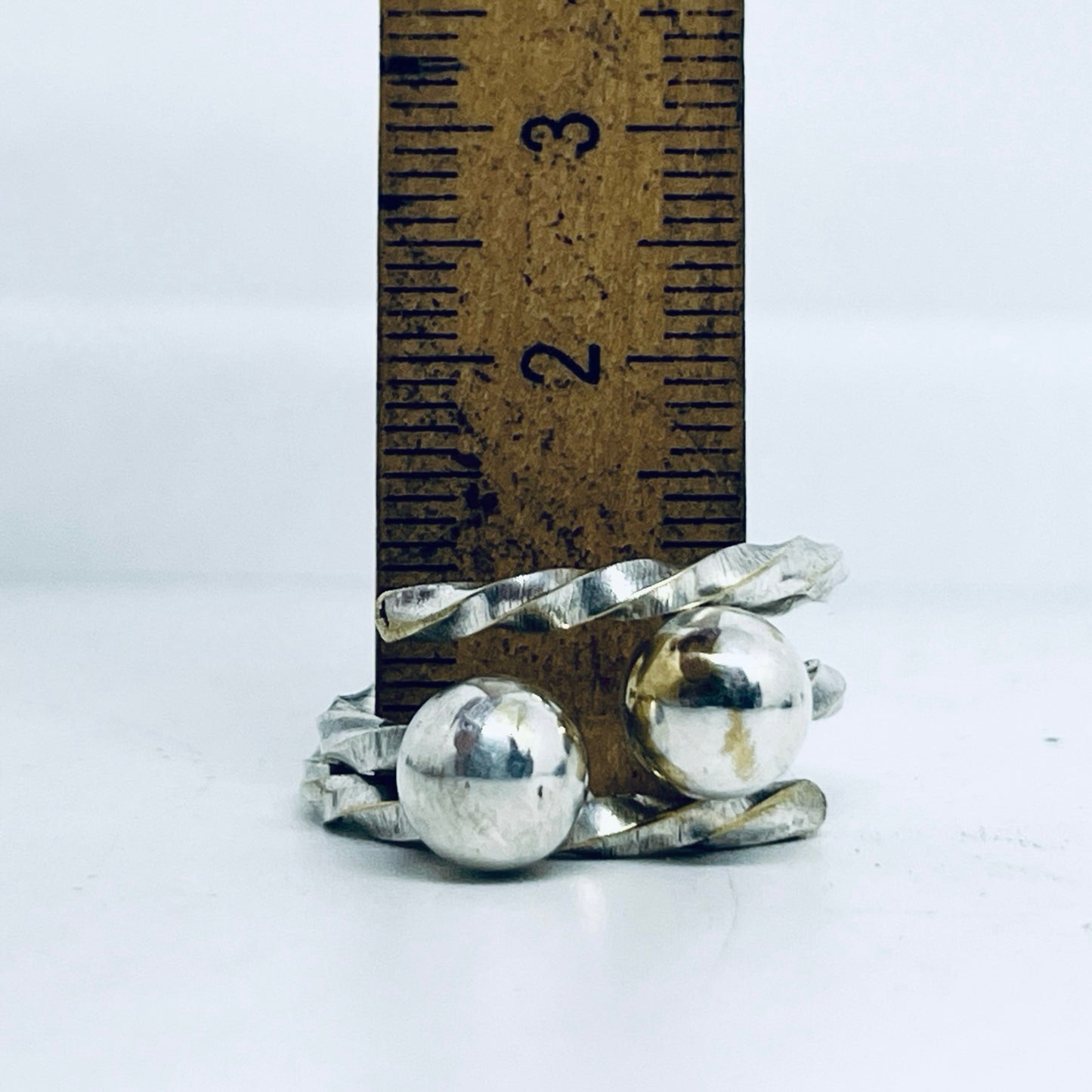 Anello Artigianale PALLINE Mod. CLASSICO  Realizzato con Antica posata in Argento (Prima Metà del ’900)