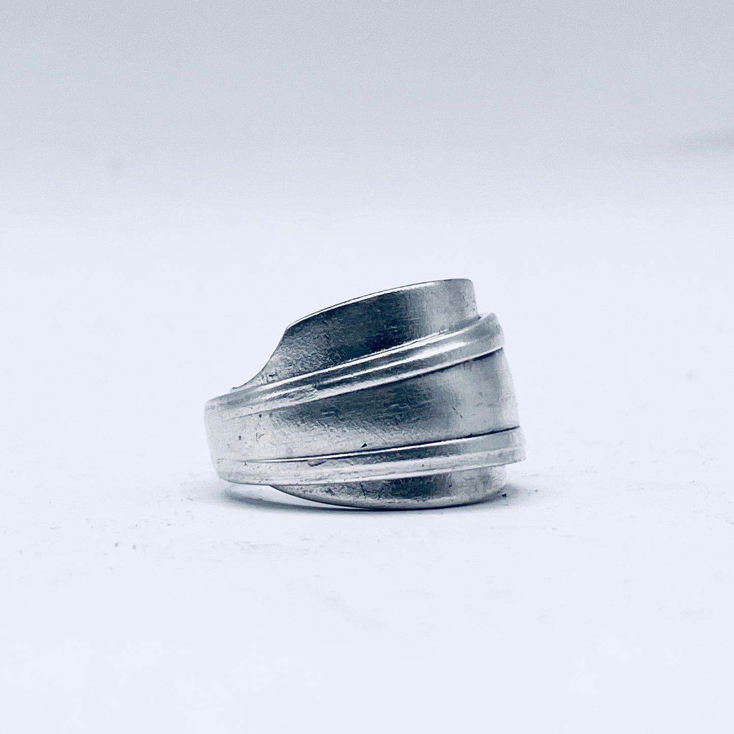 Anello Artigianale SPALMABURRO  Mod. INTERO  Realizzato con Antica posata in Argento (Prima Metà del ’900)