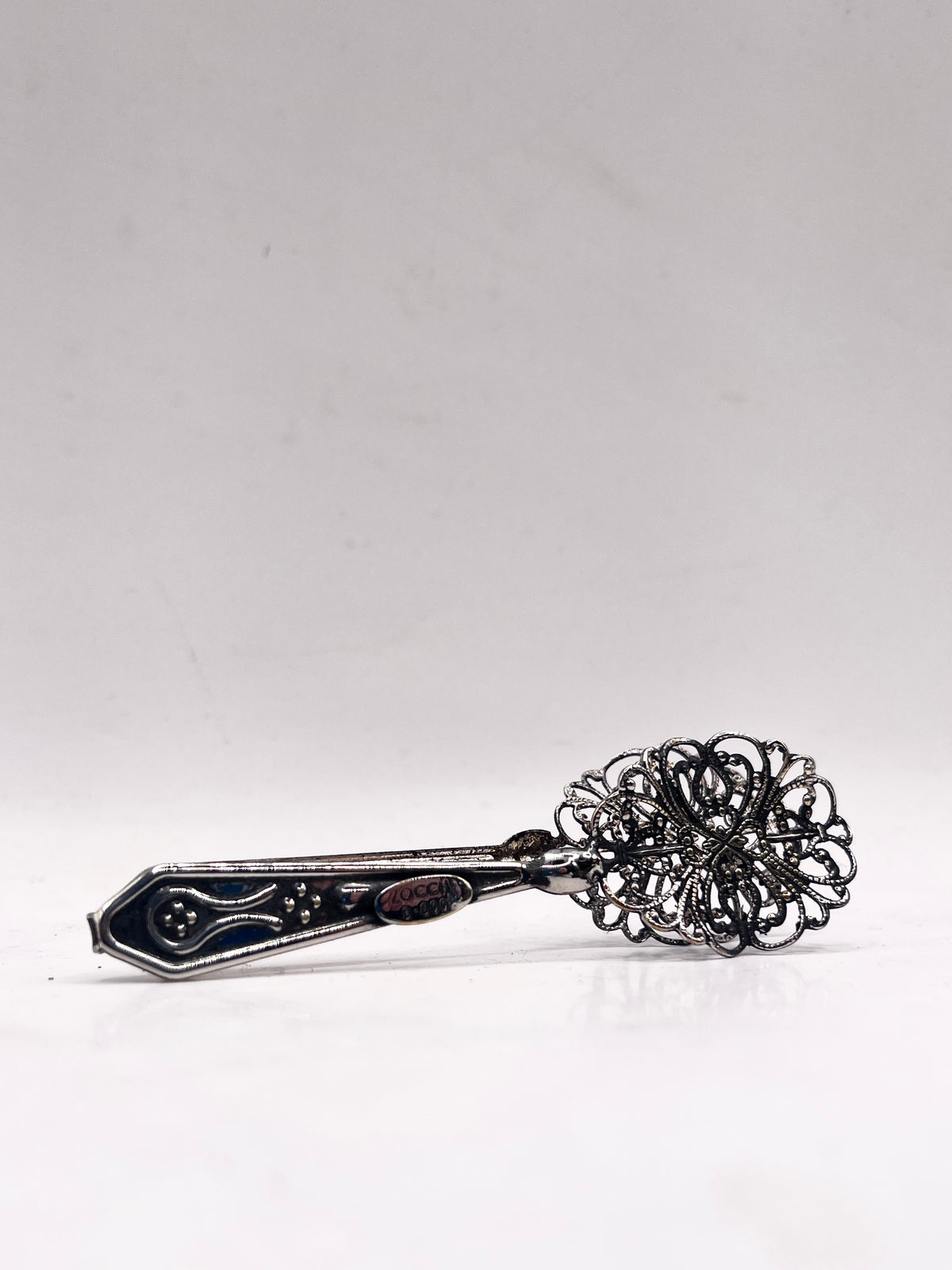Anello Artigianale MERLETTO FIORITO Mod. PINZETTE Realizzato con Antica pinzetta in Argento (Prima Metà del ’900)