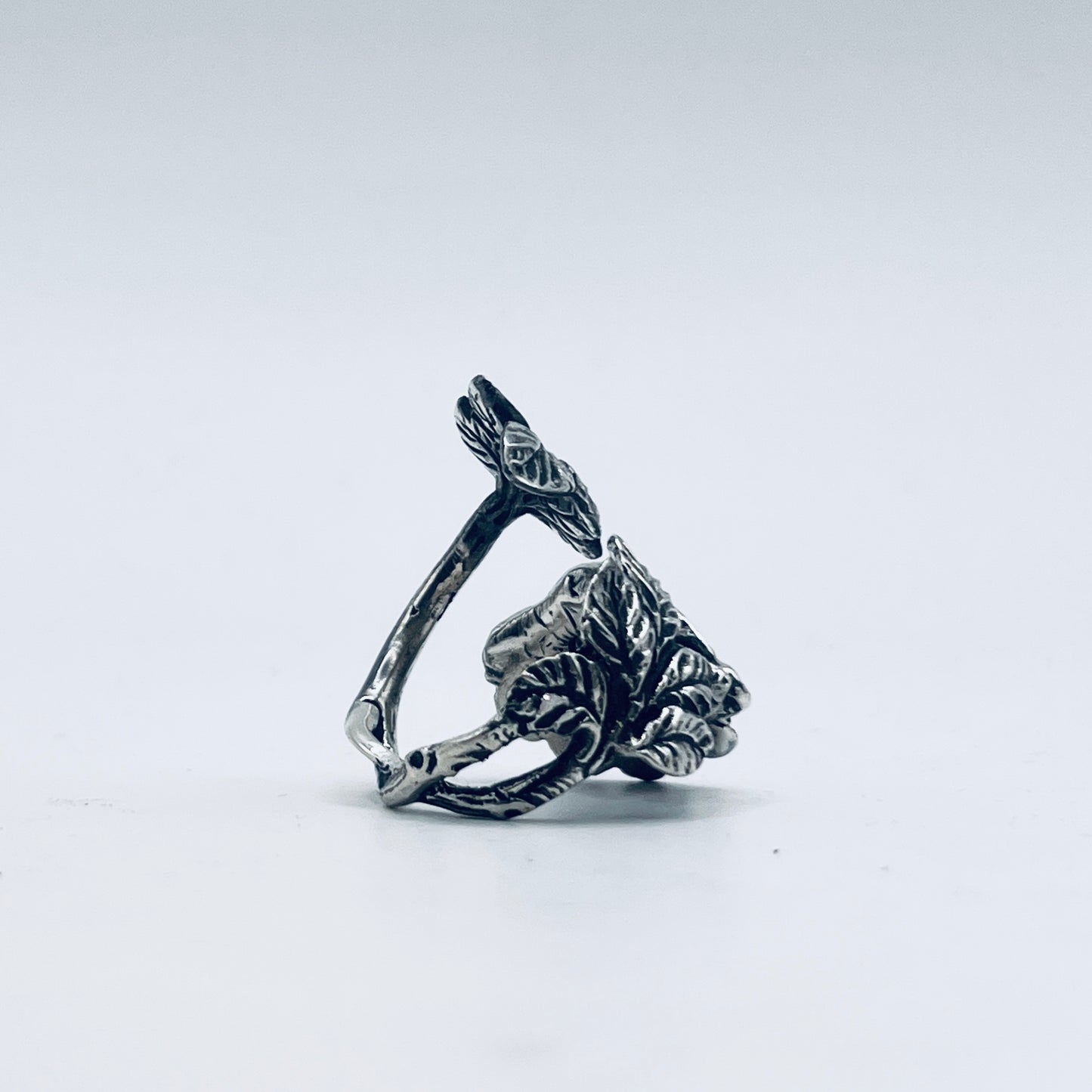 Anello Artigianale ROSA&FOGLIA Mod. PINZETTA  Realizzato con Antica posata in Argento 835 (Prima Metà del ’900)
