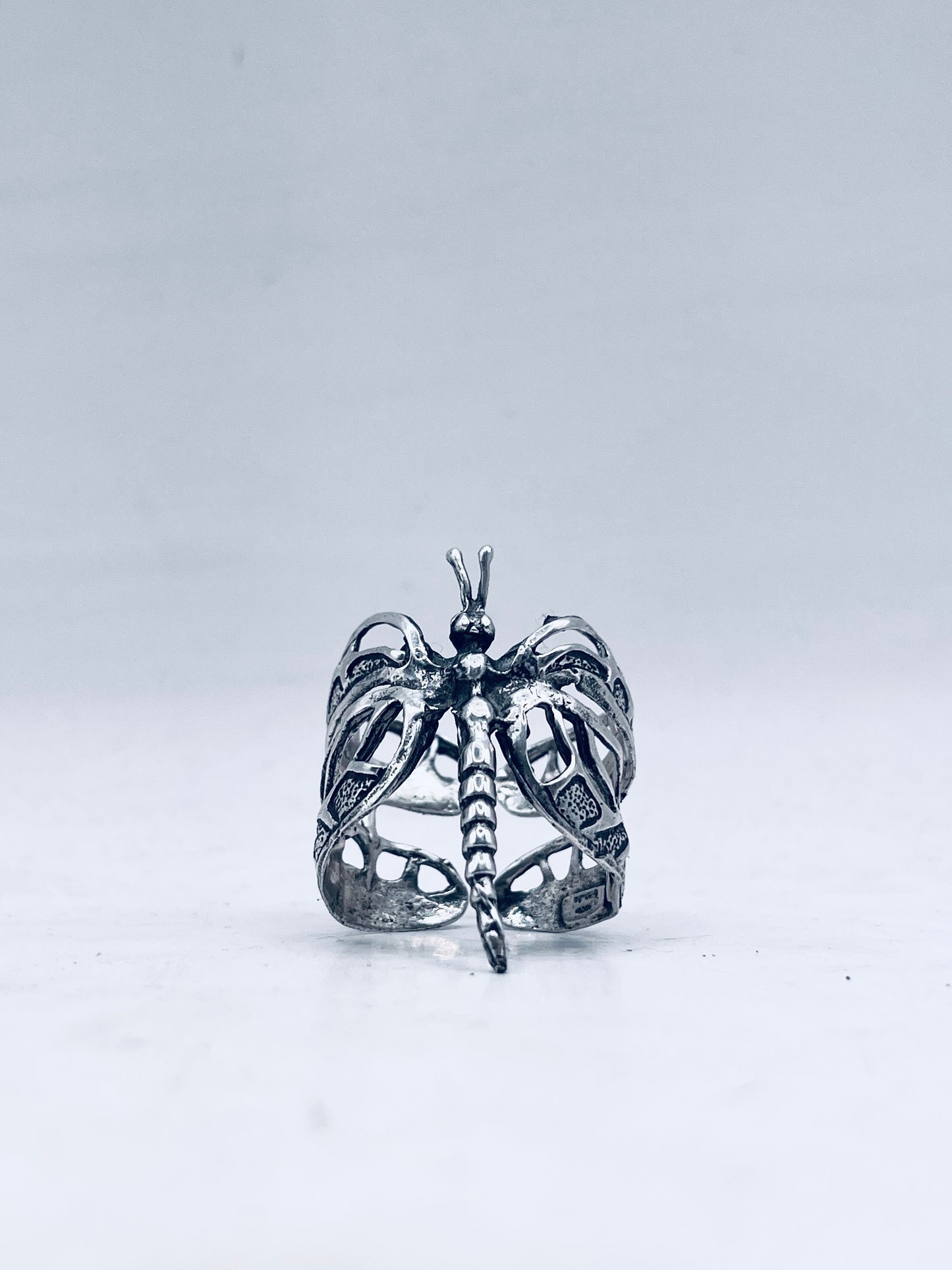 Anello Artigianale LIBELLULA Mod. SPILLA Realizzato con Antica spilla in Argento (Prima Metà del ’900)