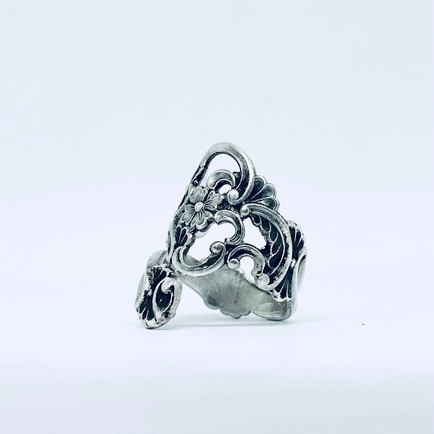 Anello Artigianale TRAFORATO Mod. CLASSICO/SPIRALE  Realizzato con Antica posata in Argento (Prima Metà del ’900)