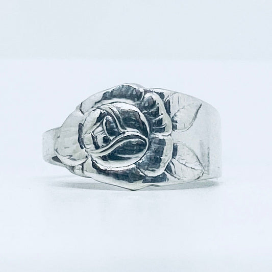 Anello Artigianale ROSA  Mod. CLASSICO  Realizzato con Antica posata in Argento (Prima Metà del ’900)