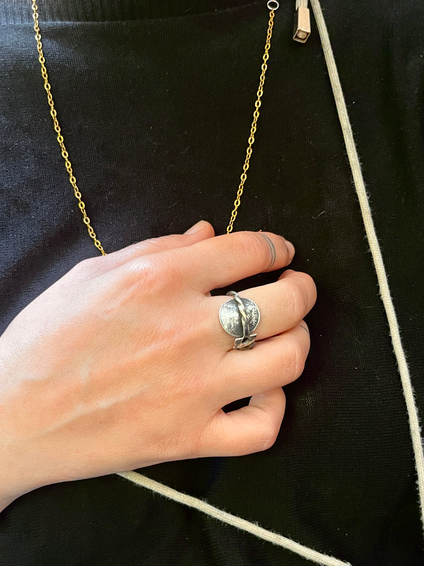 Anello Artigianale Mod. INTERO LEONE DI GIUDA e MENELIK  Realizzato con intero Antico Cucchiaino in Argento (Prima Metà del ’900)