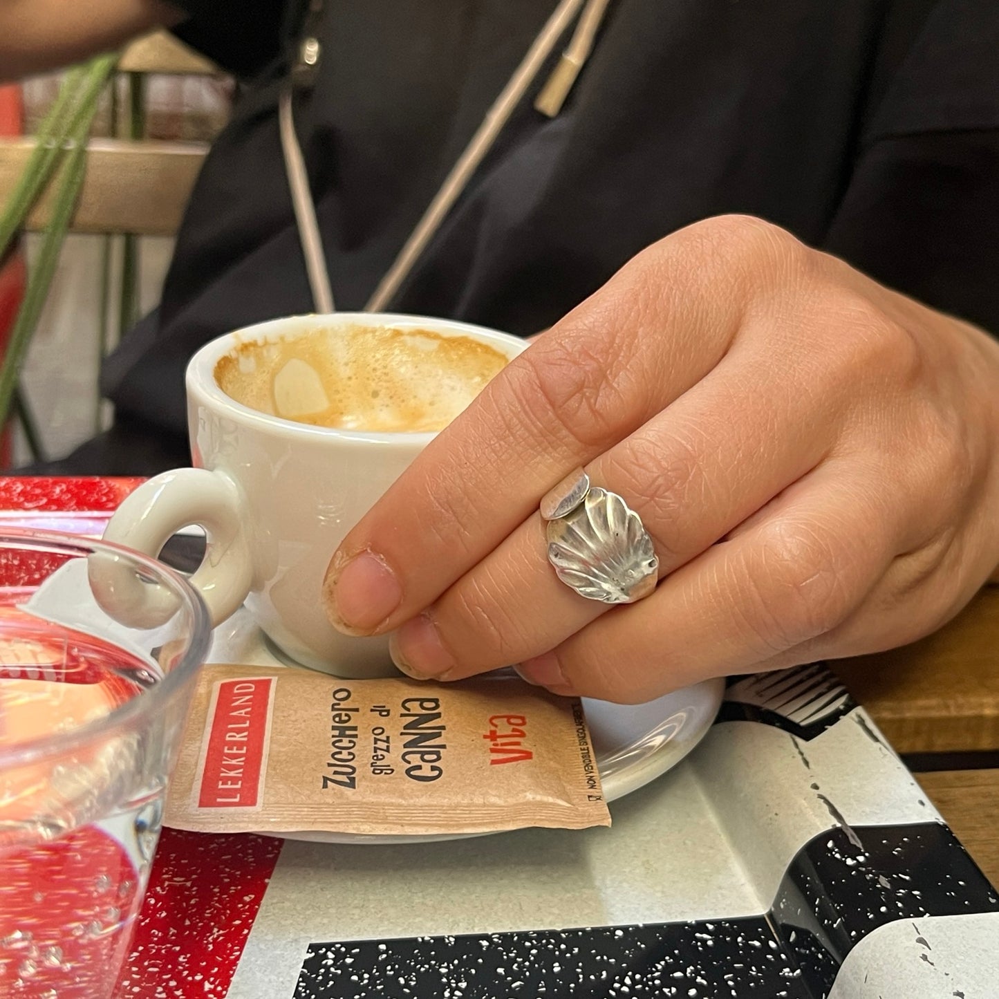 Anello Artigianale SALE STELLA CHE e CONCHIGLIA Mod. INTERO  Realizzato con intero Antico Cucchiaino in Argento (Prima Metà del ’900)