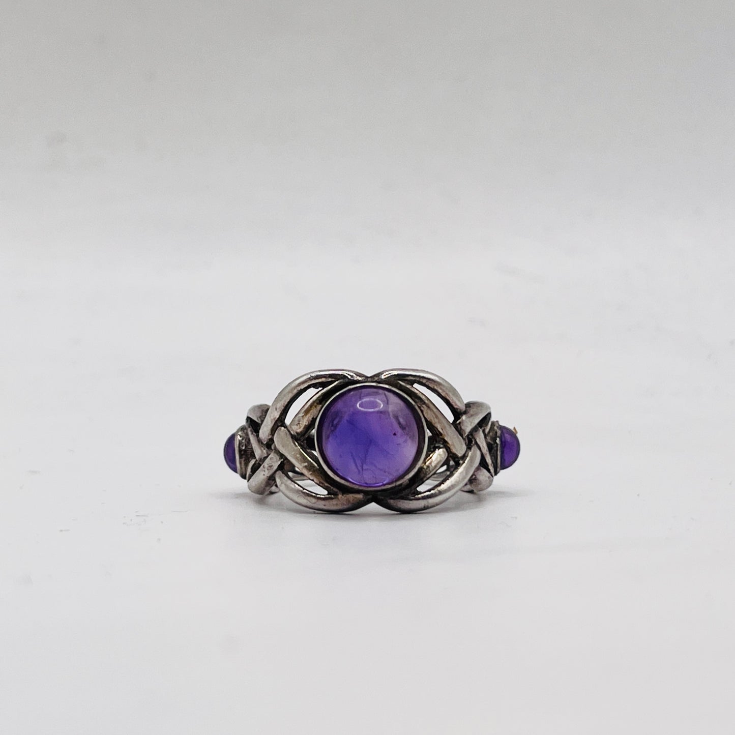 Anello Artigianale SPILLA CELTICA AMETISTA Mod. SPILLA Realizzato con Antica spilla in Argento (Prima Metà del ’900)