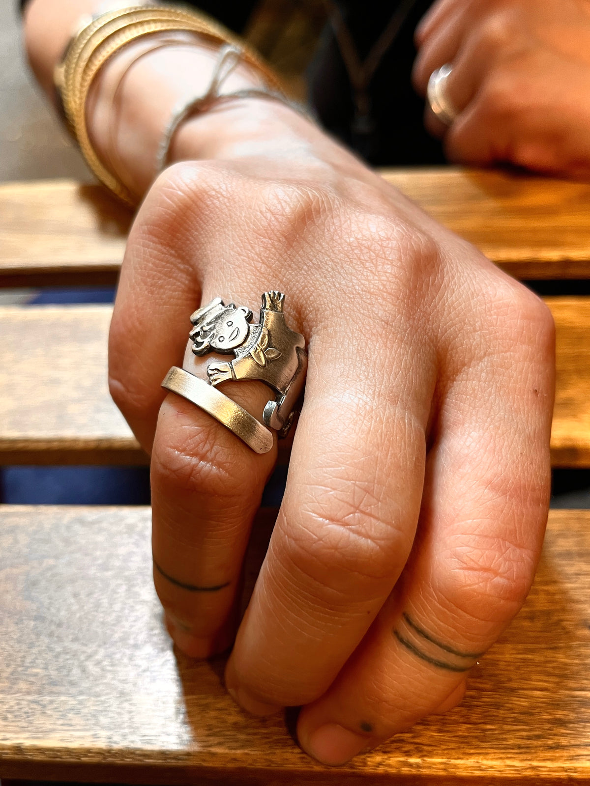Anello Artigianale MARINARETTO Mod. SPIRALE Realizzato con Antica posata in Argento (Prima Metà del ’900)