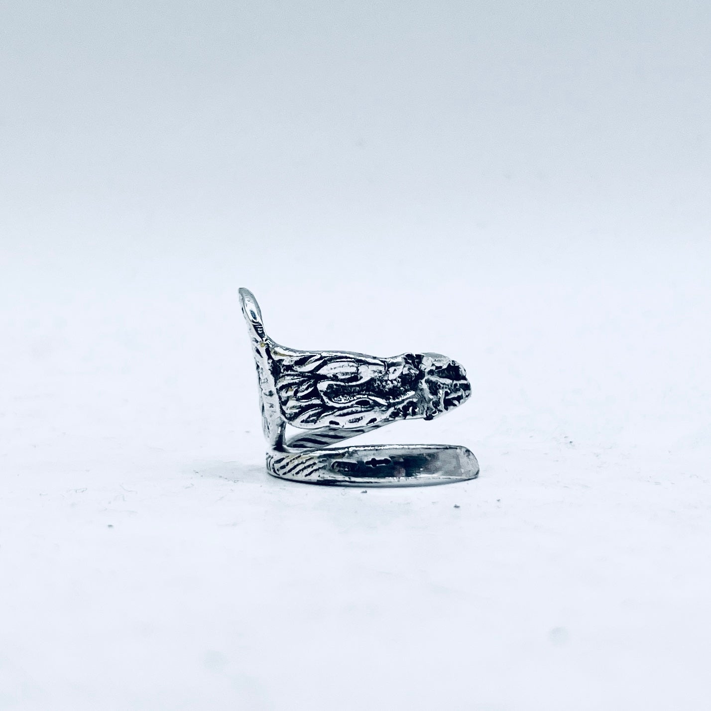 Anello Artigianale PAPAVERO 02 Mod. SPIRALE  Realizzato con  Antica posata in Argento (Prima Metà del ’900)