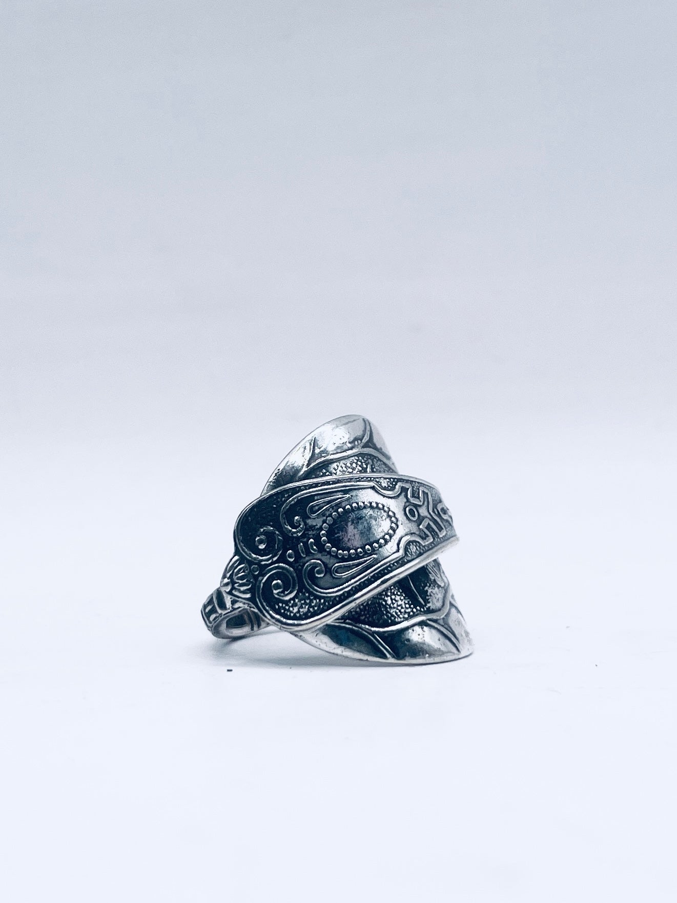 Anello Artigianale Mod. INTERO SUPER DECORATO  Realizzato con intero Antico Cucchiaino in Argento (Prima Metà del ’900)