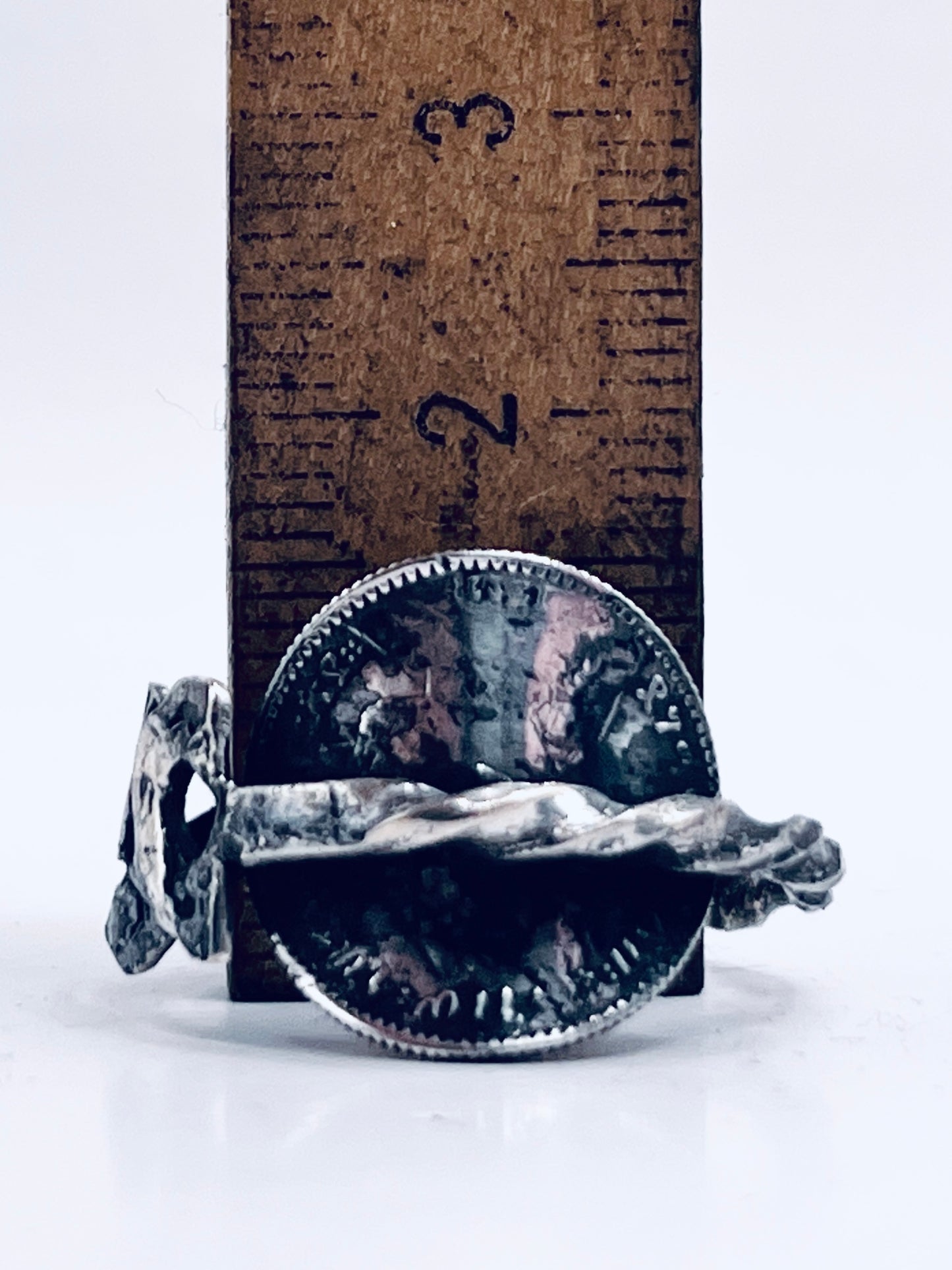 Anello Artigianale Mod. INTERO LEONE DI GIUDA e MENELIK  Realizzato con intero Antico Cucchiaino in Argento (Prima Metà del ’900)