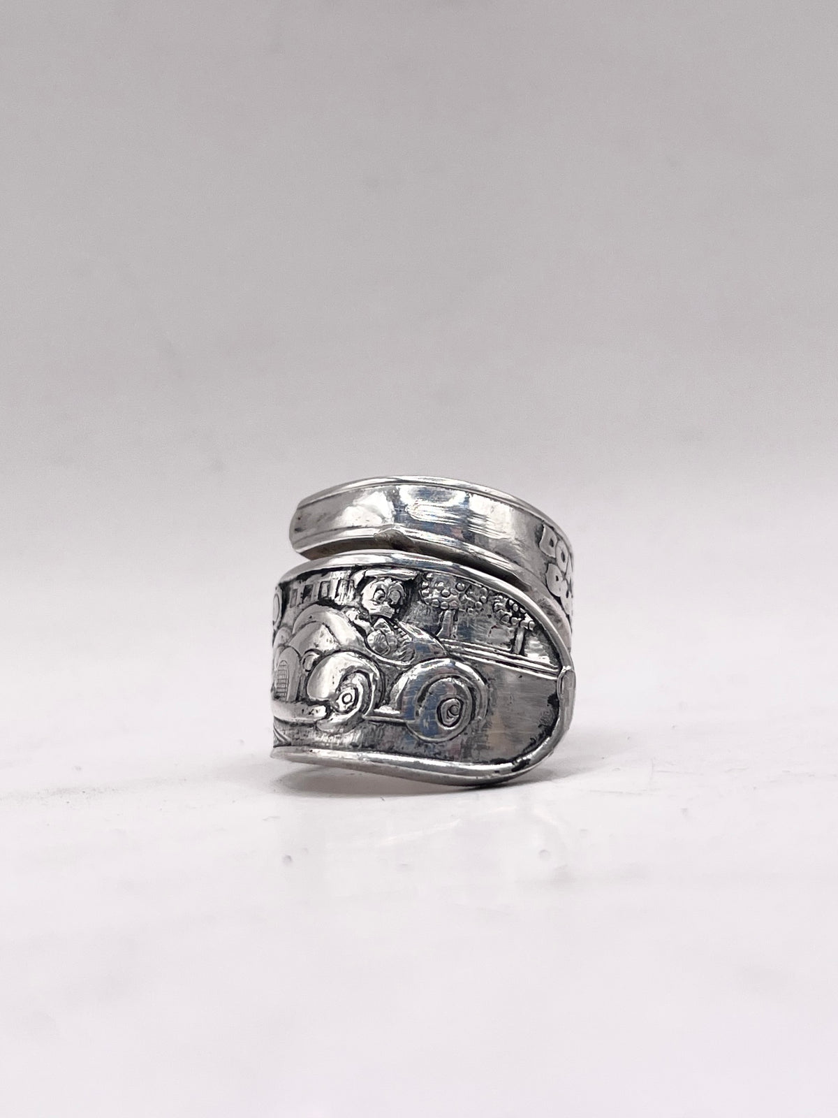 Anello Donald Duck ricavato da una posata antica in lega d’argento – vista 5